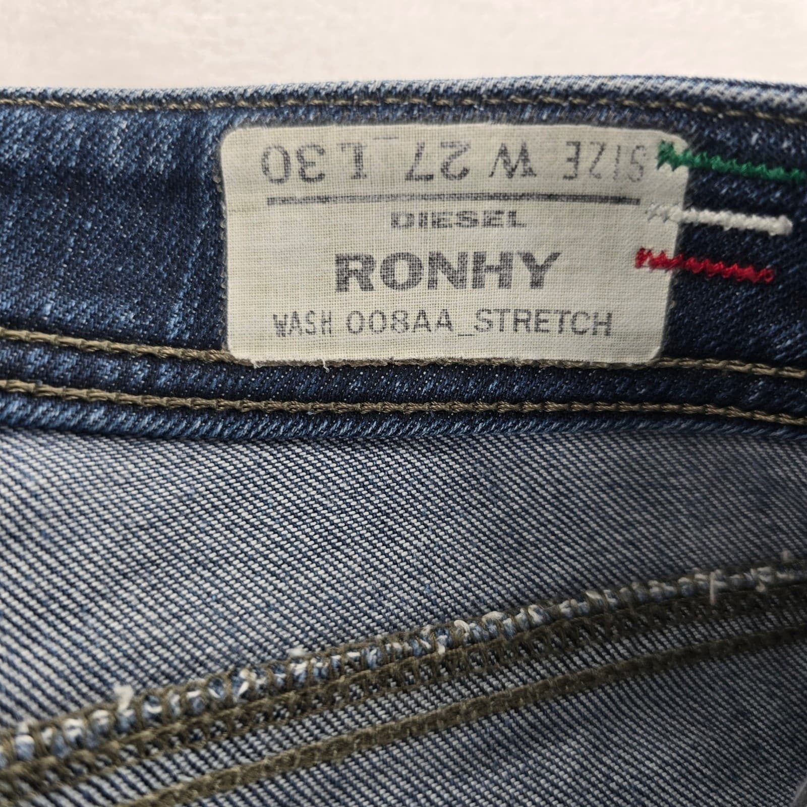 Diesel Ronhy Jeans Womens 27 Straight Blue Wash 008AA Stretch Made in Italy - Thumbnail 2