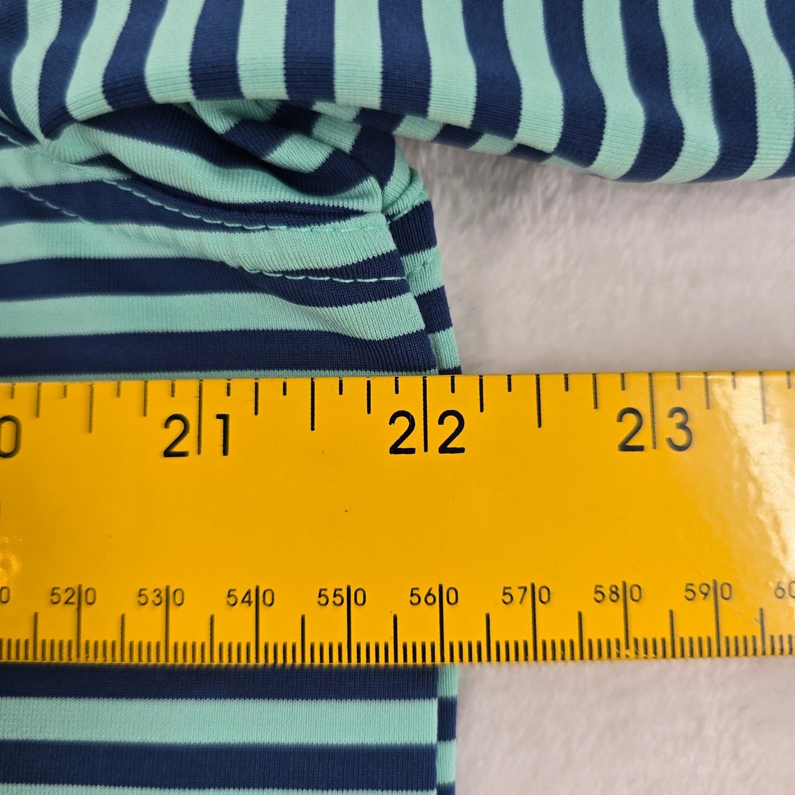 Vineyard Vines Polo Mens M Shirt Blue Green Striped Performance Pocket Short Slv - Thumbnail 5