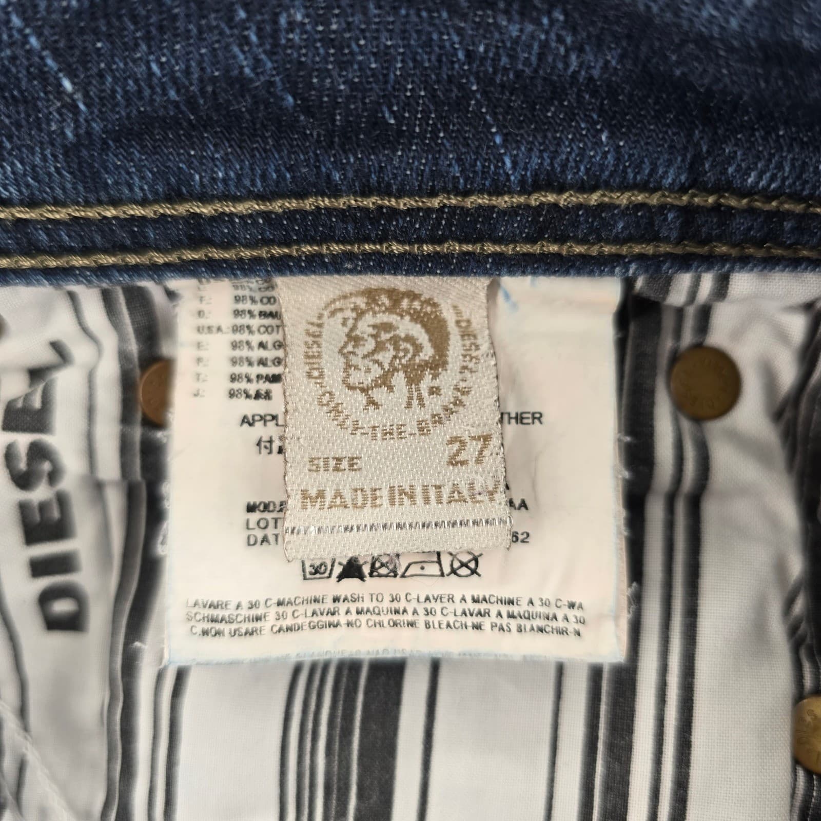 Diesel Ronhy Jeans Womens 27 Straight Blue Wash 008AA Stretch Made in Italy - Thumbnail 3