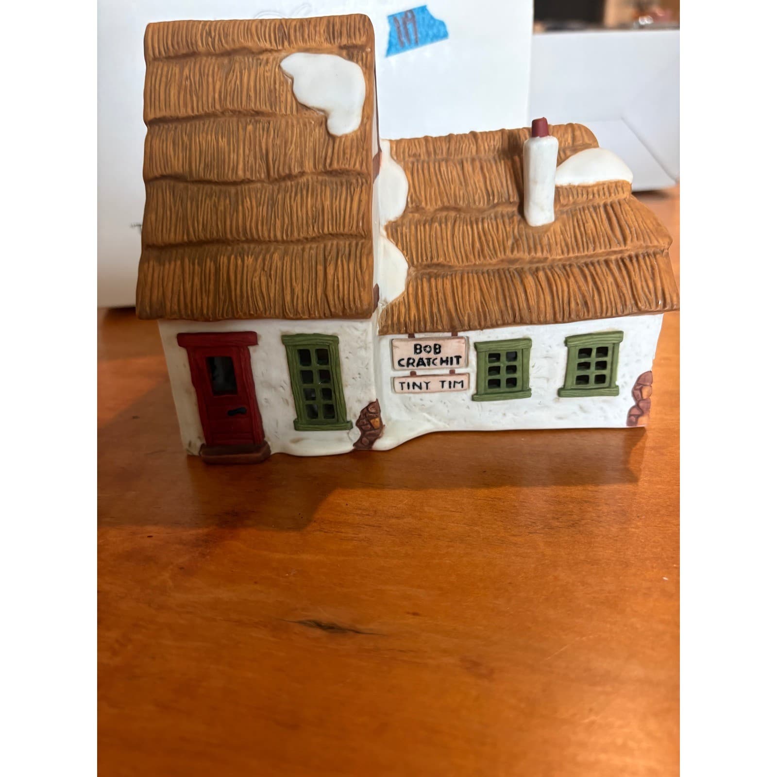 Dept 56 Bob Cratchit Tiny Tim Cottage Dickens Village OS House White Brown 1986 - Thumbnail 2