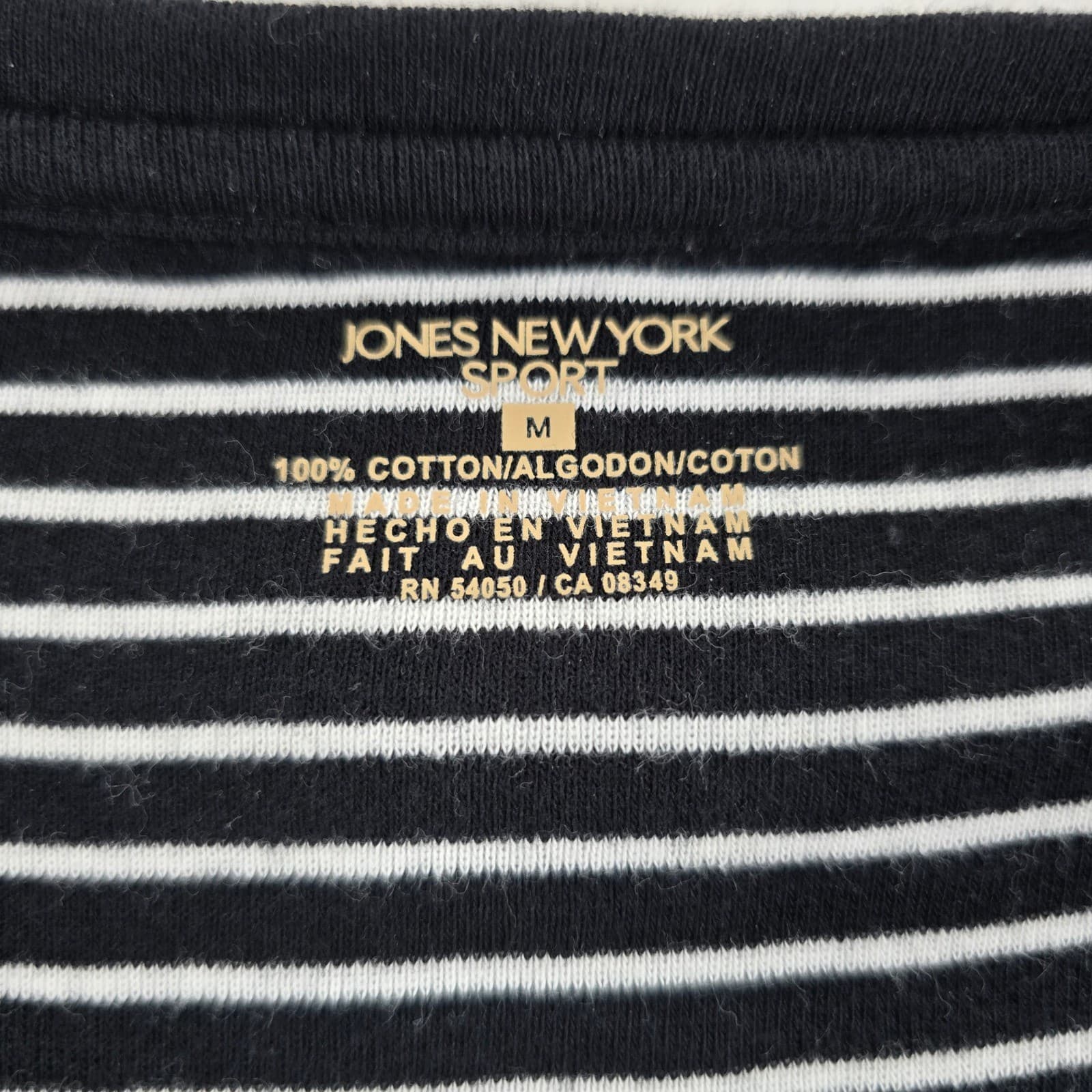 Jones New York Shirt Womens M Long Sleeve Lot 2 Black White Striped Cotton Tee - Thumbnail 7