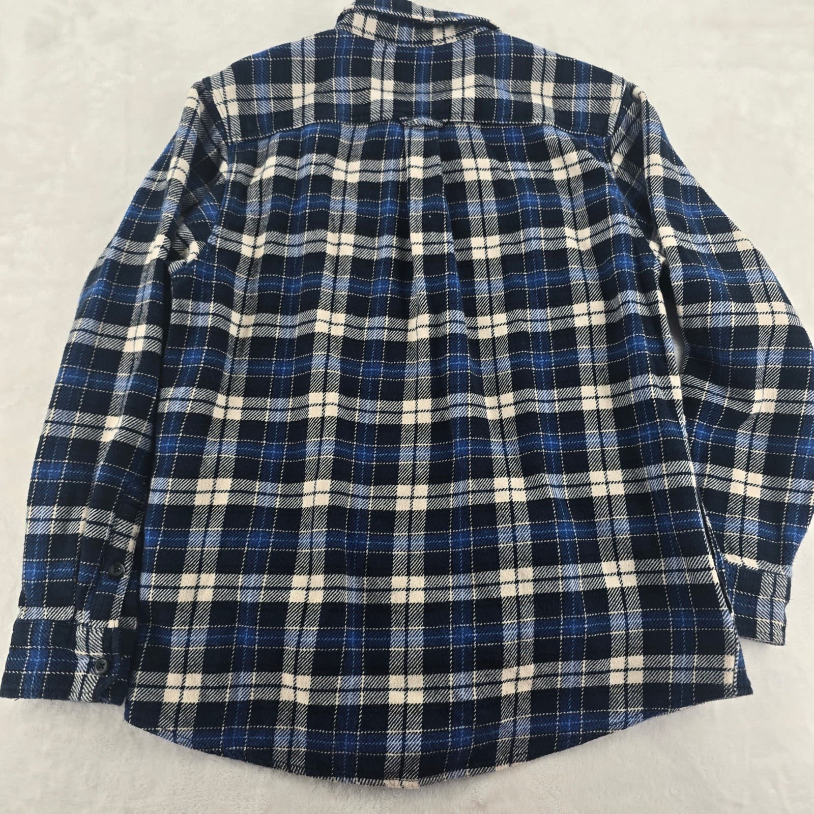 Orvis Flannel Mens L Shirt Blue Plaid Cotton Classic Collection Button Down - Thumbnail 9