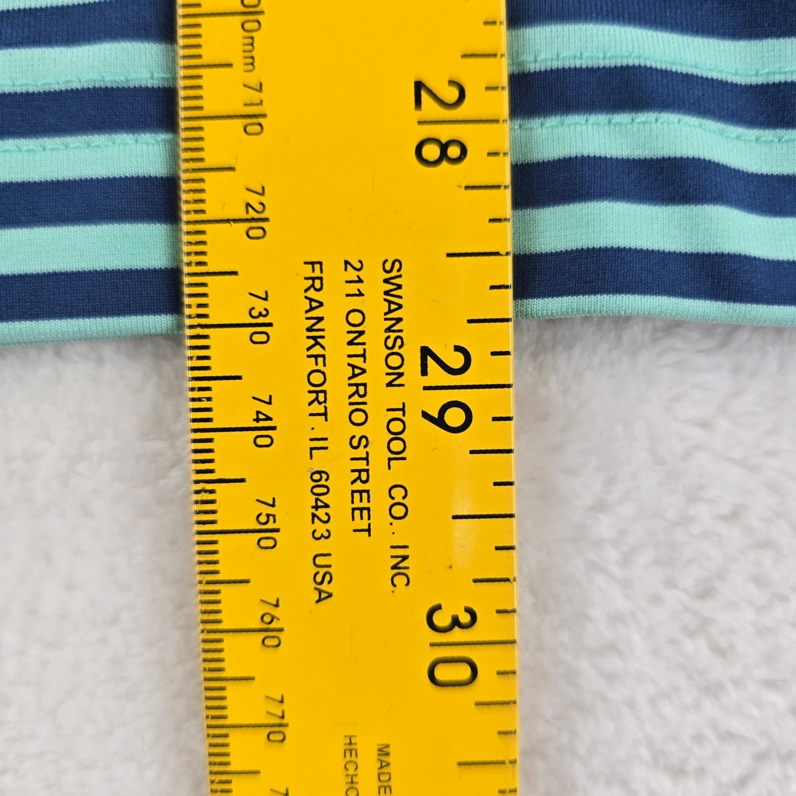 Vineyard Vines Polo Mens M Shirt Blue Green Striped Performance Pocket Short Slv - Thumbnail 6