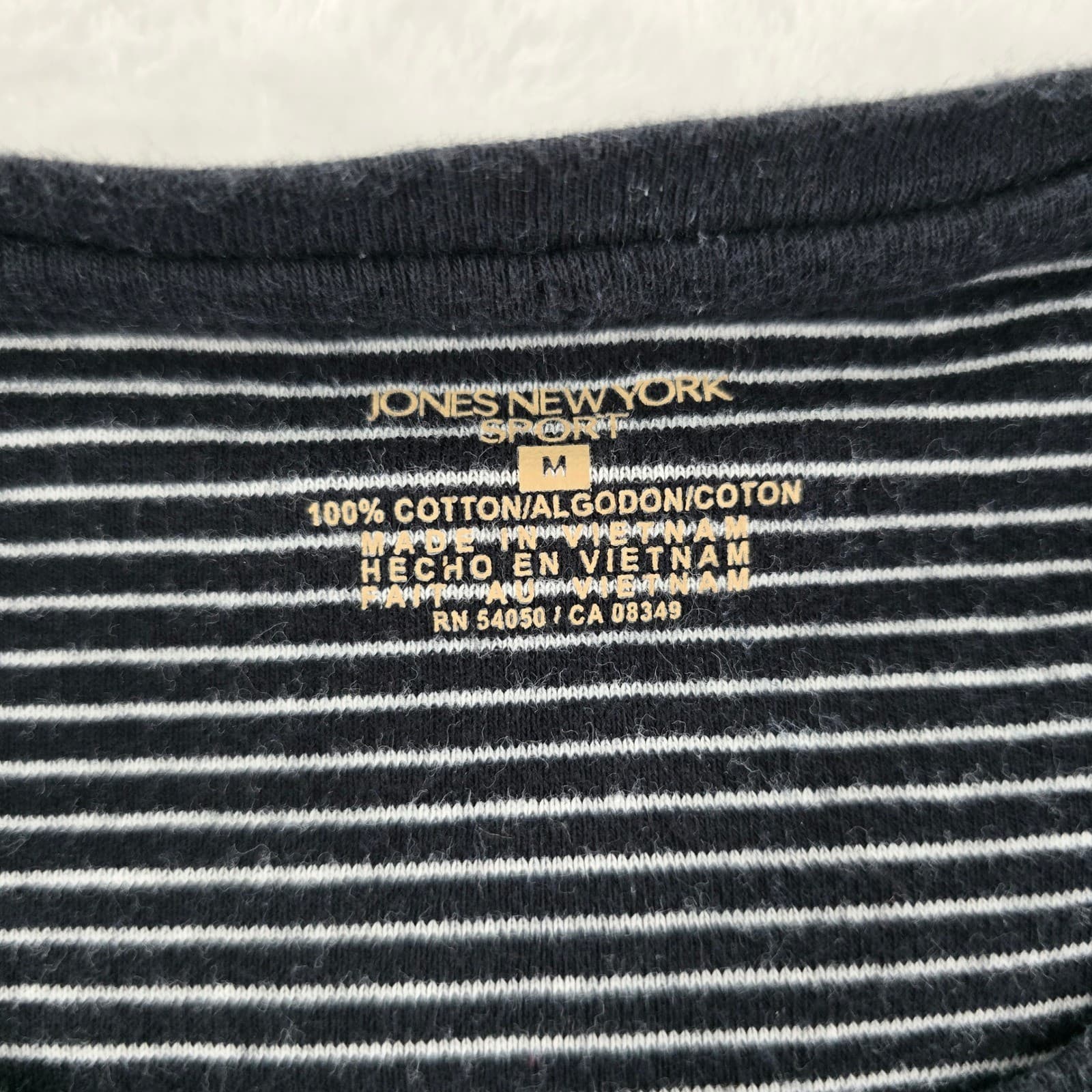 Jones New York Shirt Womens M Long Sleeve Lot 2 Black White Striped Cotton Tee - Thumbnail 2