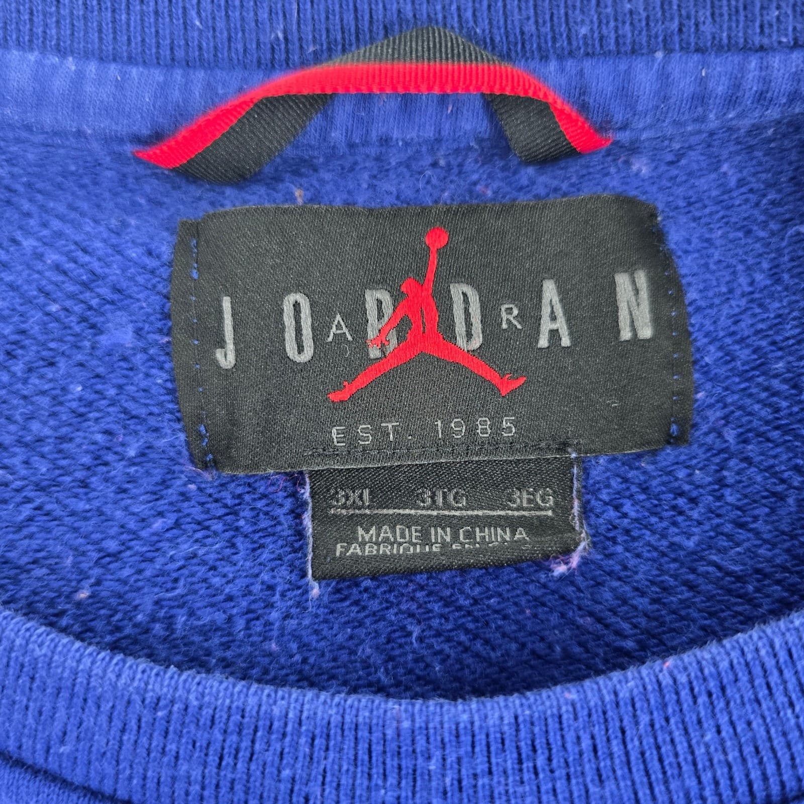 Jordan Sweatshirt Mens 3XL Crewneck Blue Red Wings Logo Pullover AO0426-455 - Thumbnail 2