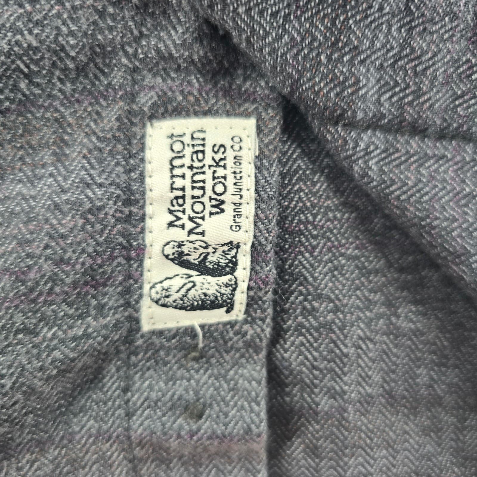 Marmot Button Down Mens Large Flannel Charcoal Gray Herringbone Stripe M14917 - Thumbnail 7