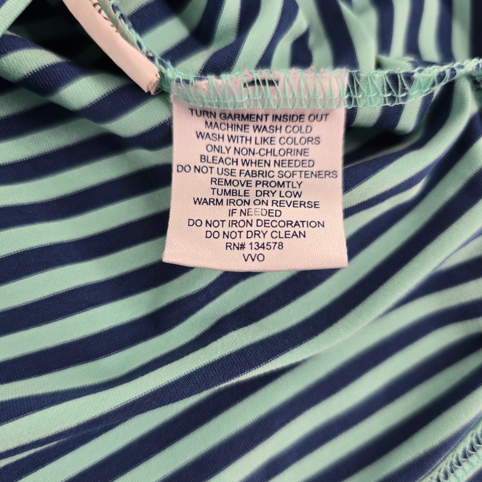 Vineyard Vines Polo Mens M Shirt Blue Green Striped Performance Pocket Short Slv - Thumbnail 4