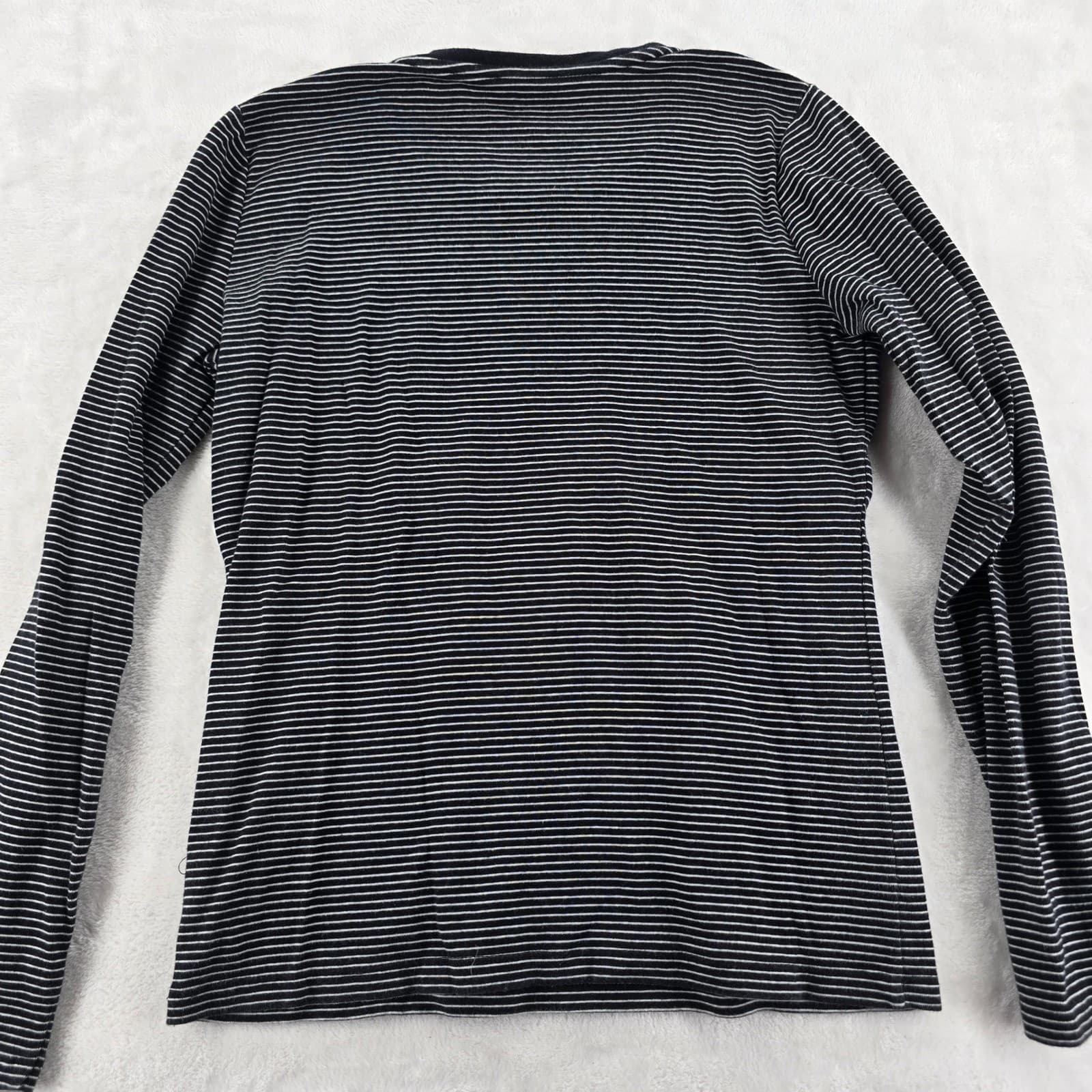 Jones New York Shirt Womens M Long Sleeve Lot 2 Black White Striped Cotton Tee - Thumbnail 6