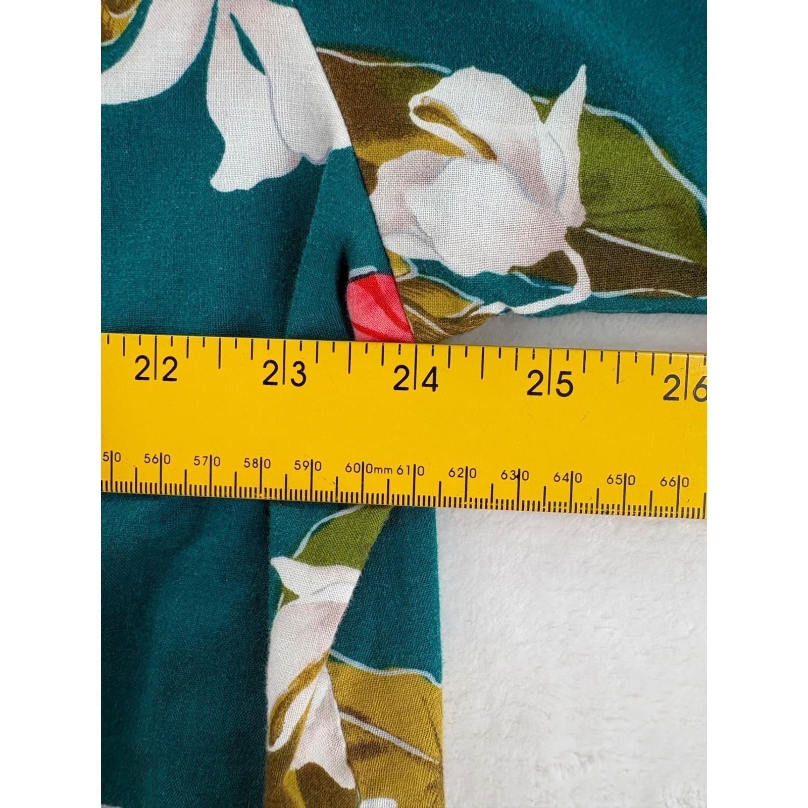 Paradise Found L.L.Bean Mens Large Hawaiian Shirt Teal Floral Cotton Aloha - Thumbnail 3