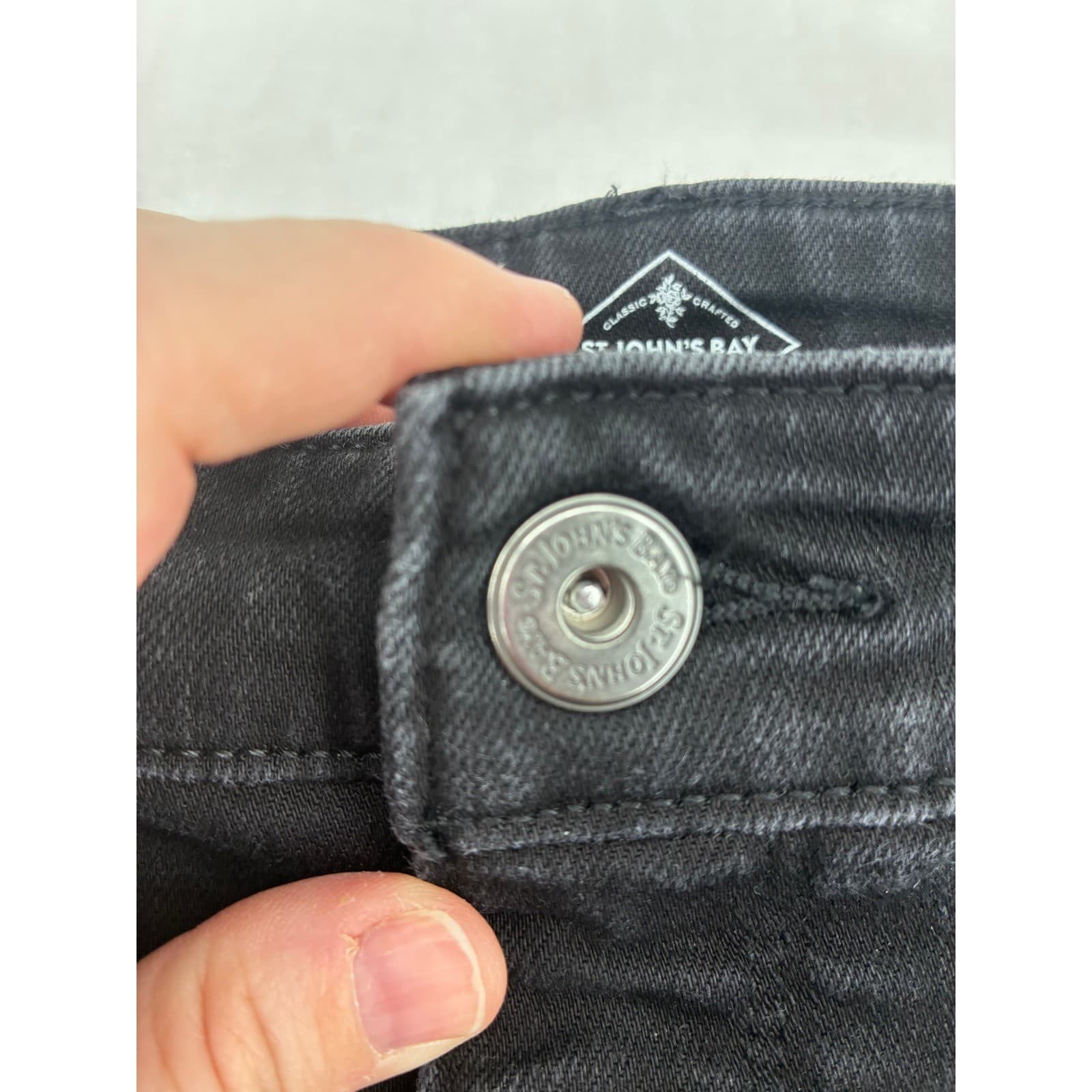 St John's Bay Straight Leg Mens 14PS Jeans Black Classic Denim Pants - Thumbnail 5
