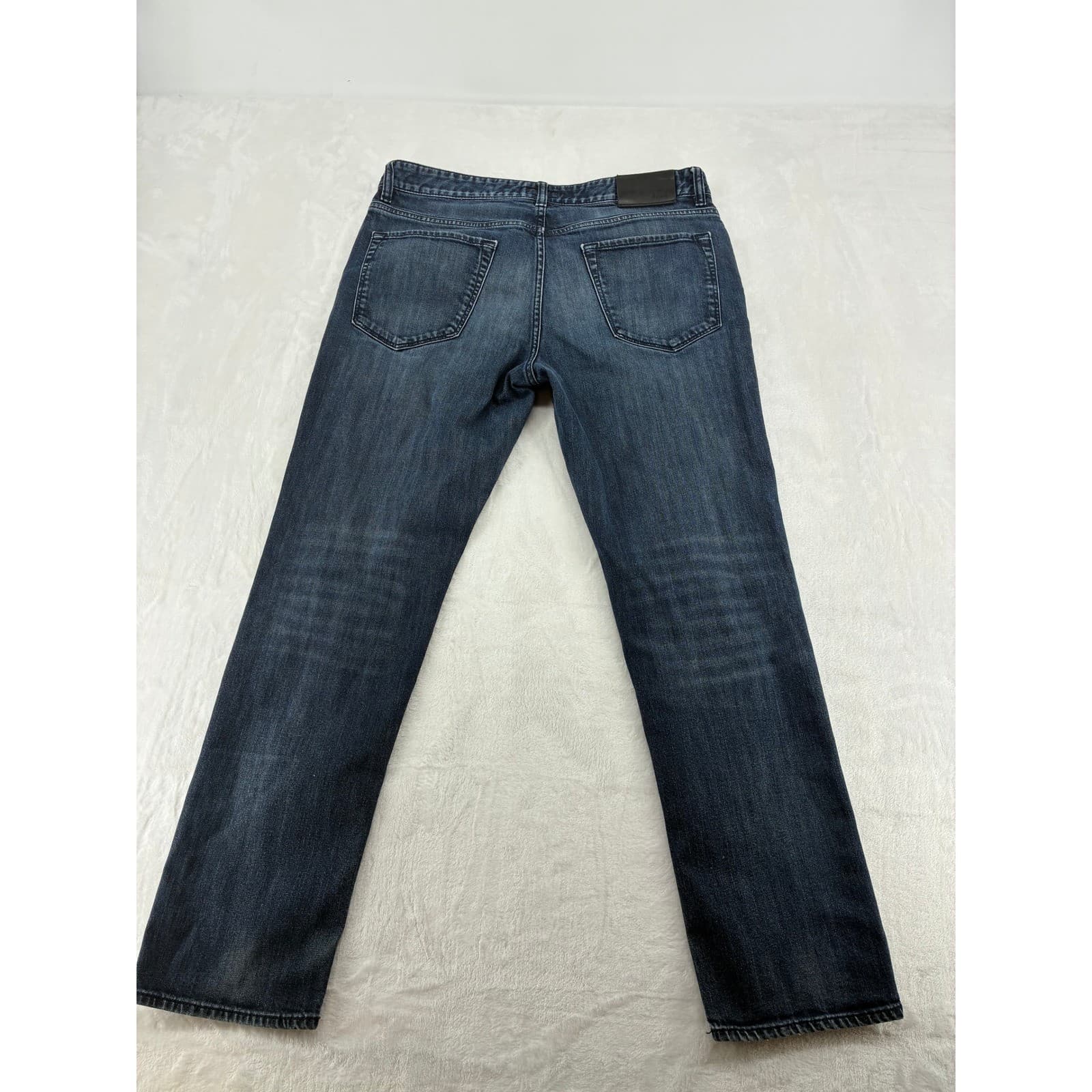 BOSS Hugo Boss Jeans Mens 32x26 Denim Dark Blue Stretch Straight Leg Pants - Thumbnail 7