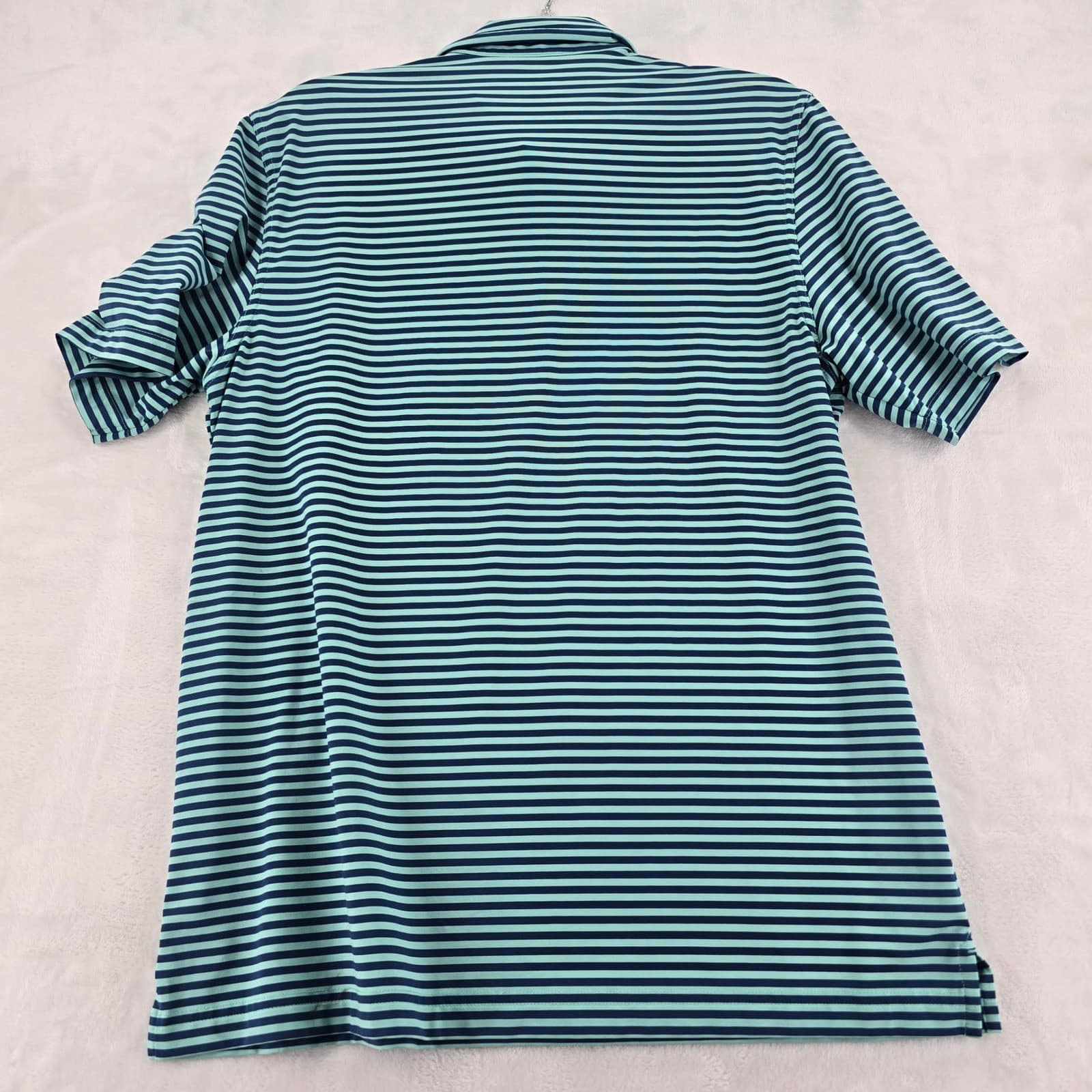 Vineyard Vines Polo Mens M Shirt Blue Green Striped Performance Pocket Short Slv - Thumbnail 7