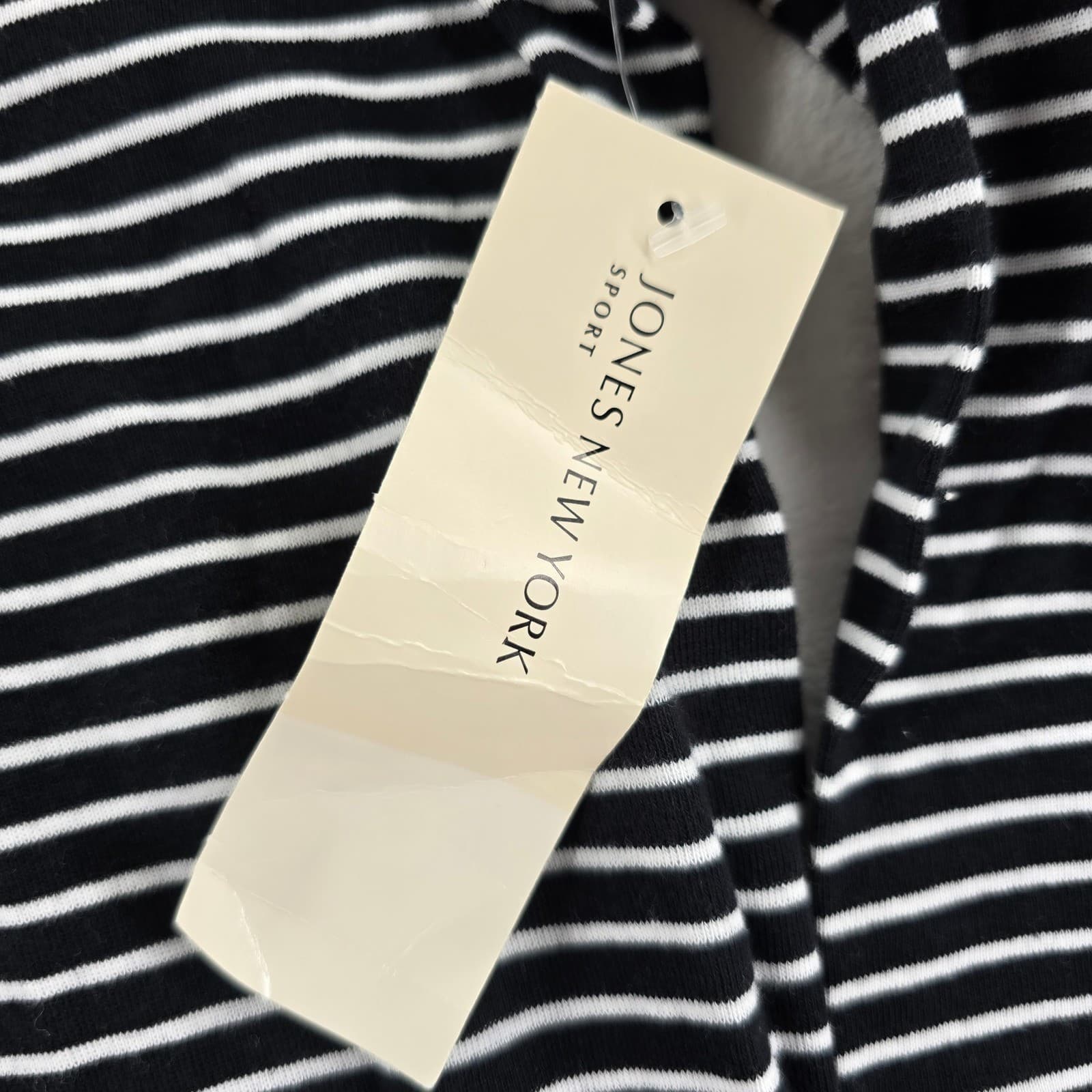 Jones New York Shirt Womens M Long Sleeve Lot 2 Black White Striped Cotton Tee - Thumbnail 8