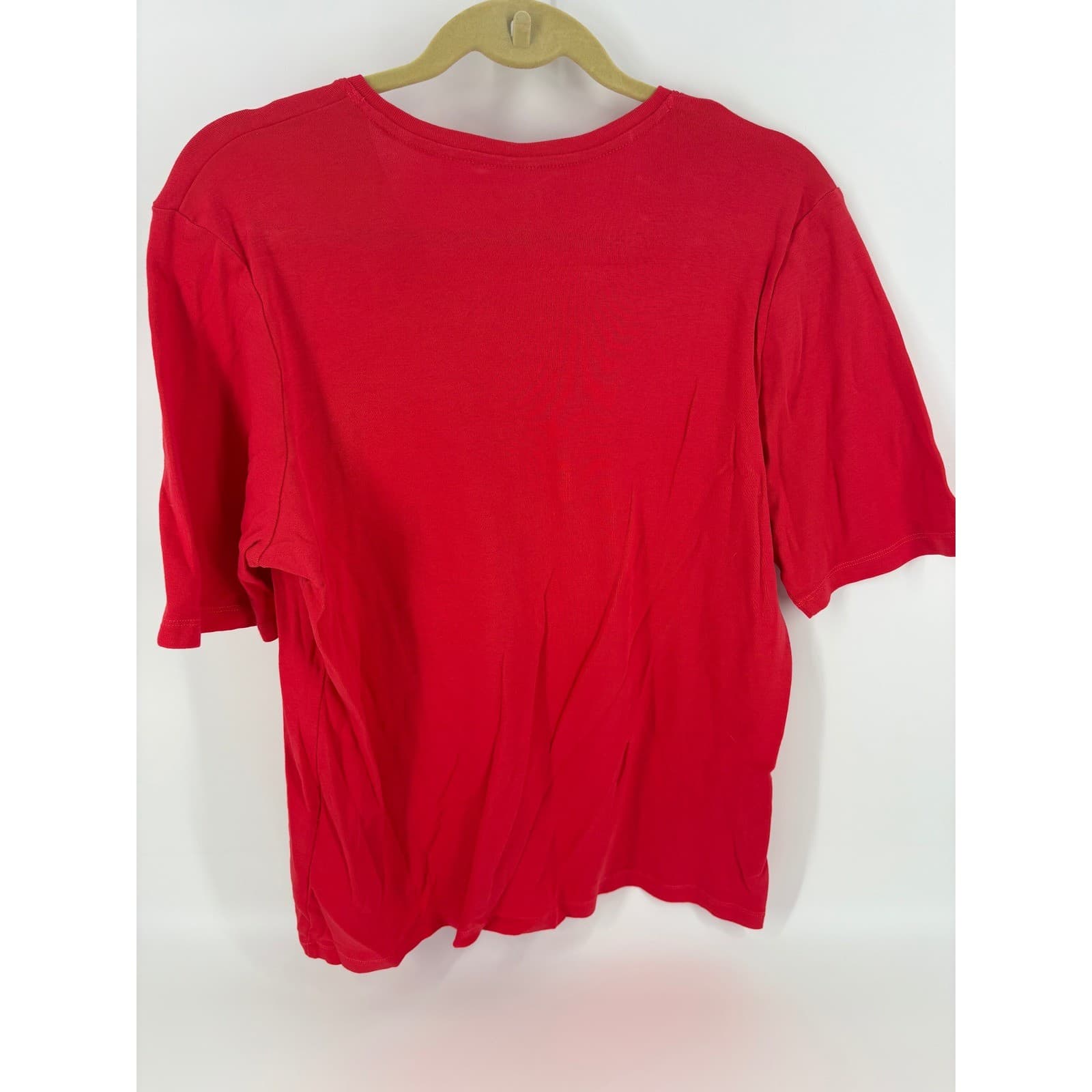Chico's Red V Neck Cotton Blend Short Sleeve Comfort T Shirt - Thumbnail 2