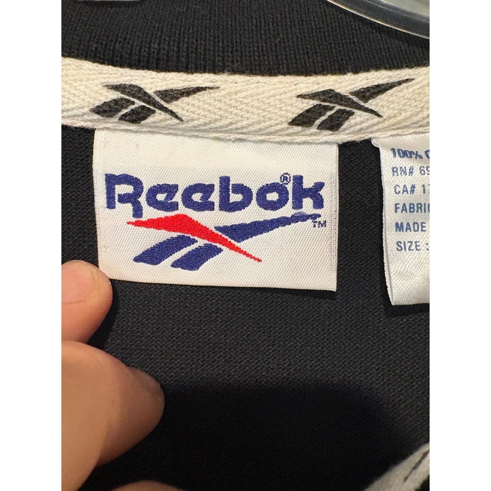Reebok Polo Shirt Black Cotton Short Sleeve Casual Mens Size L - Thumbnail 3