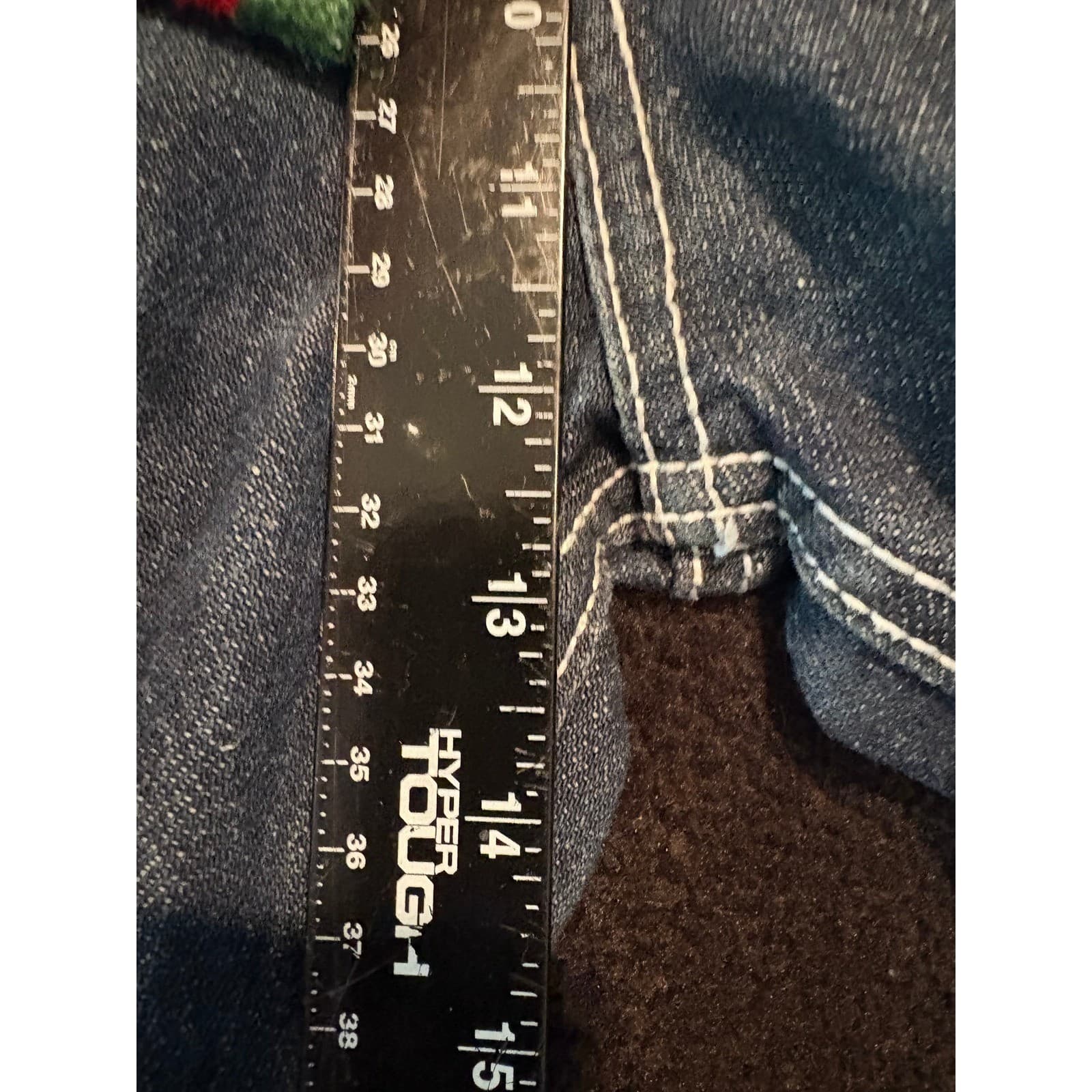 Atti Mens Denim Jeans 38x32 Embellished Pockets Red Green Belt Detailed - Thumbnail 5