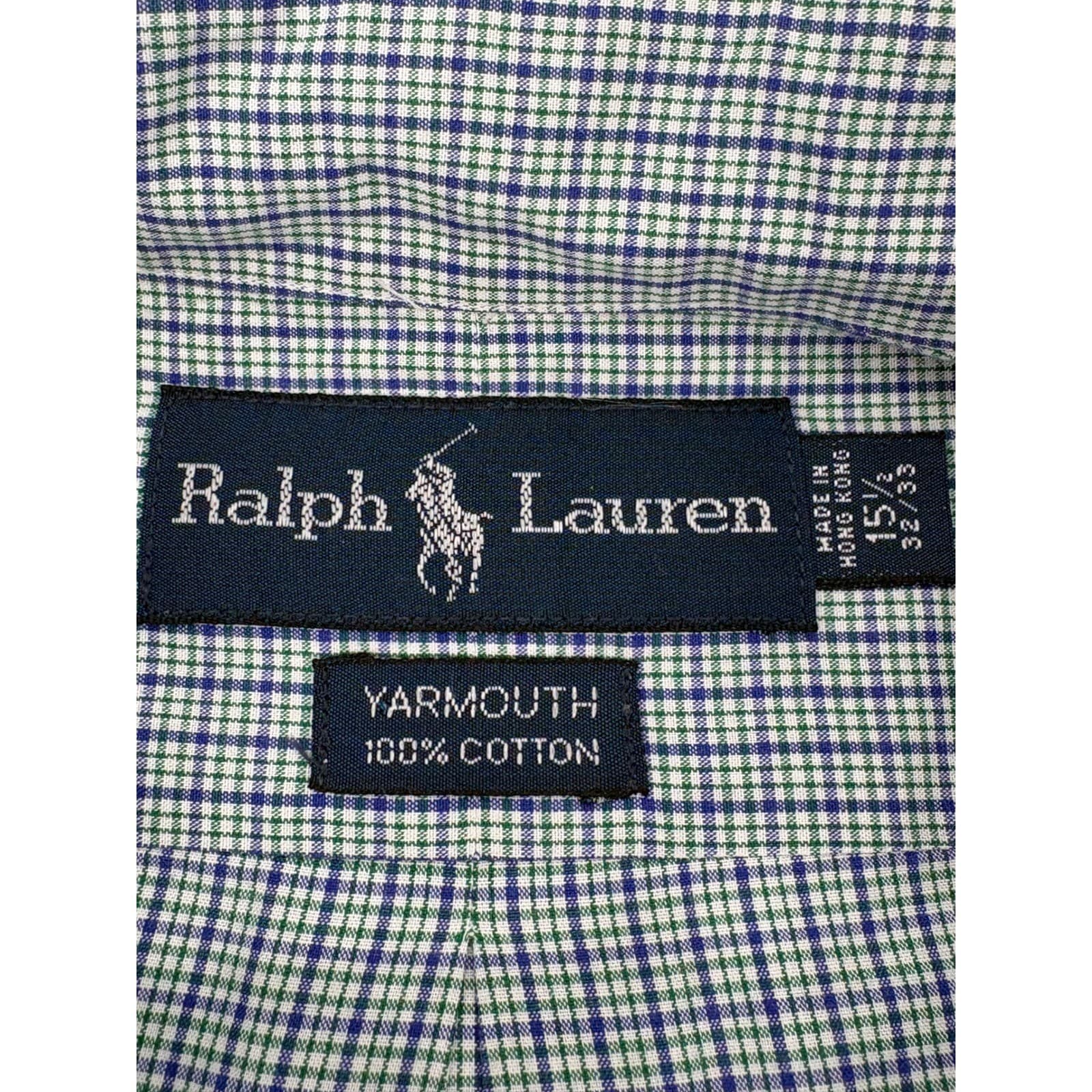 Ralph Lauren Yarmouth Button Down Shirt Check 15.5 32/33 Blue Green Mens - Thumbnail 5