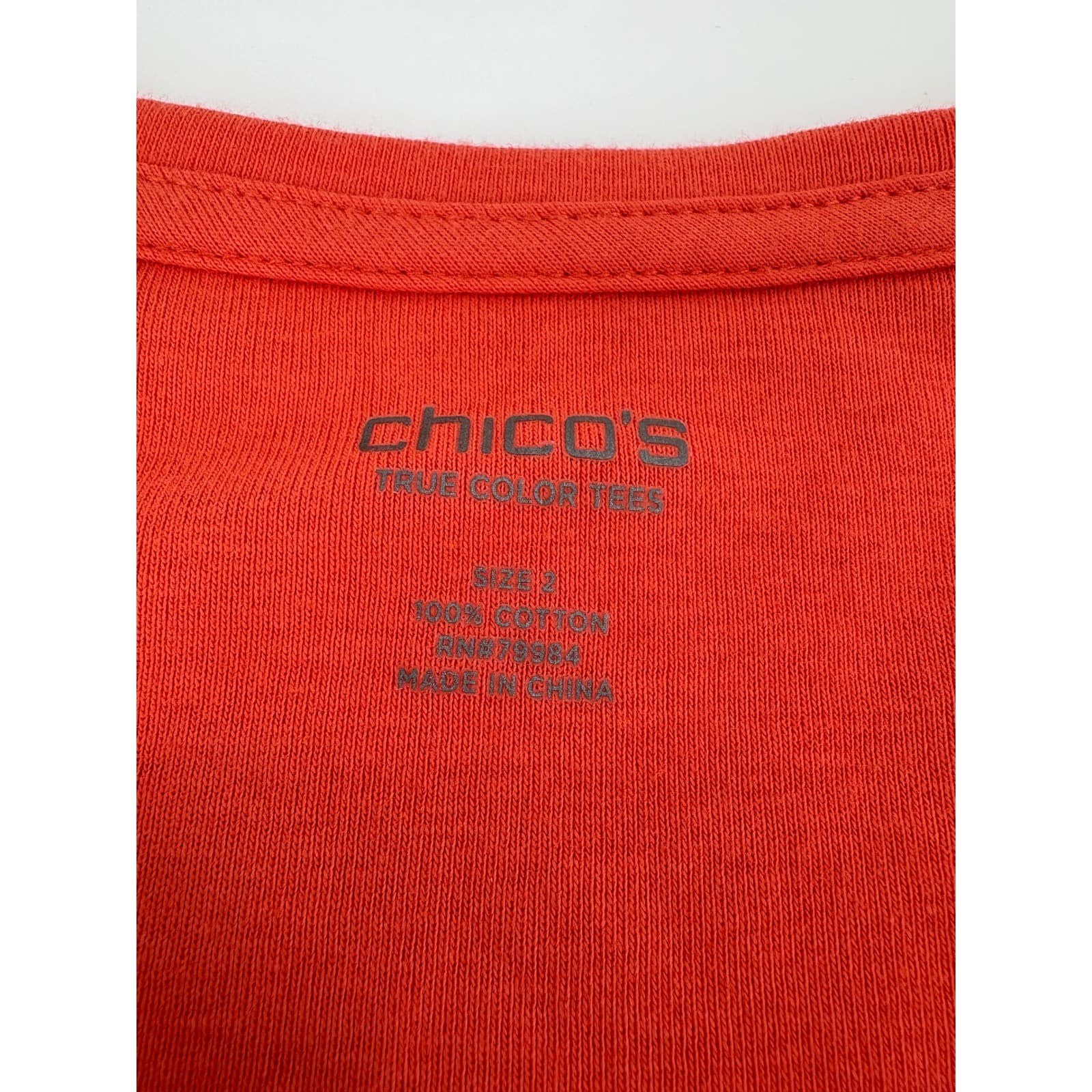 Chico's True Color Tees Red Cotton Blend V Neck Short Sleeve Top - Thumbnail 3