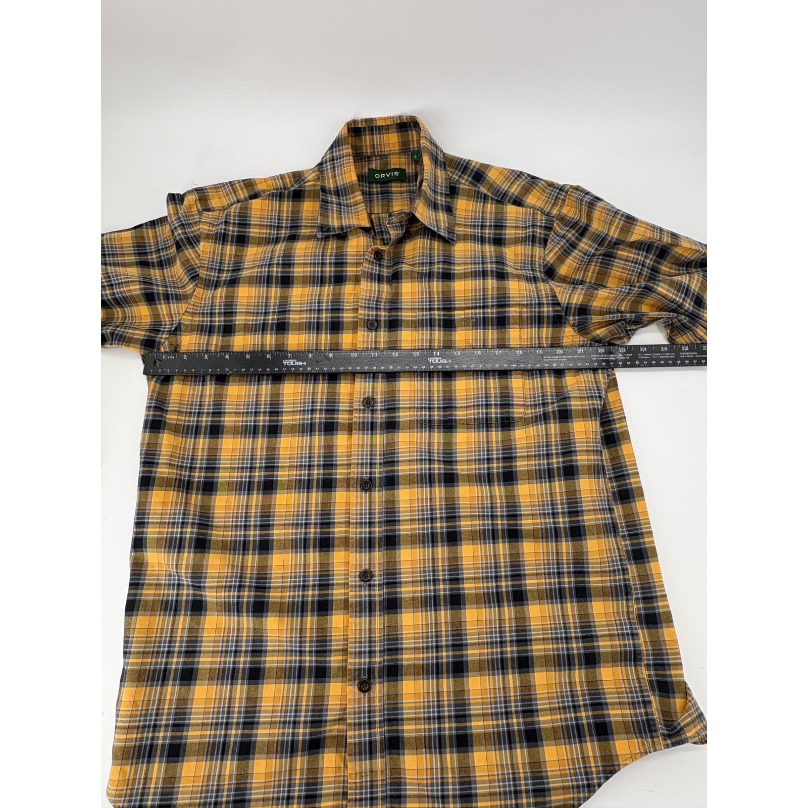 Orvis Signature Twill Mens Large Shirt Yellow Black Plaid Long Sleeve ButtonDown - Thumbnail 6