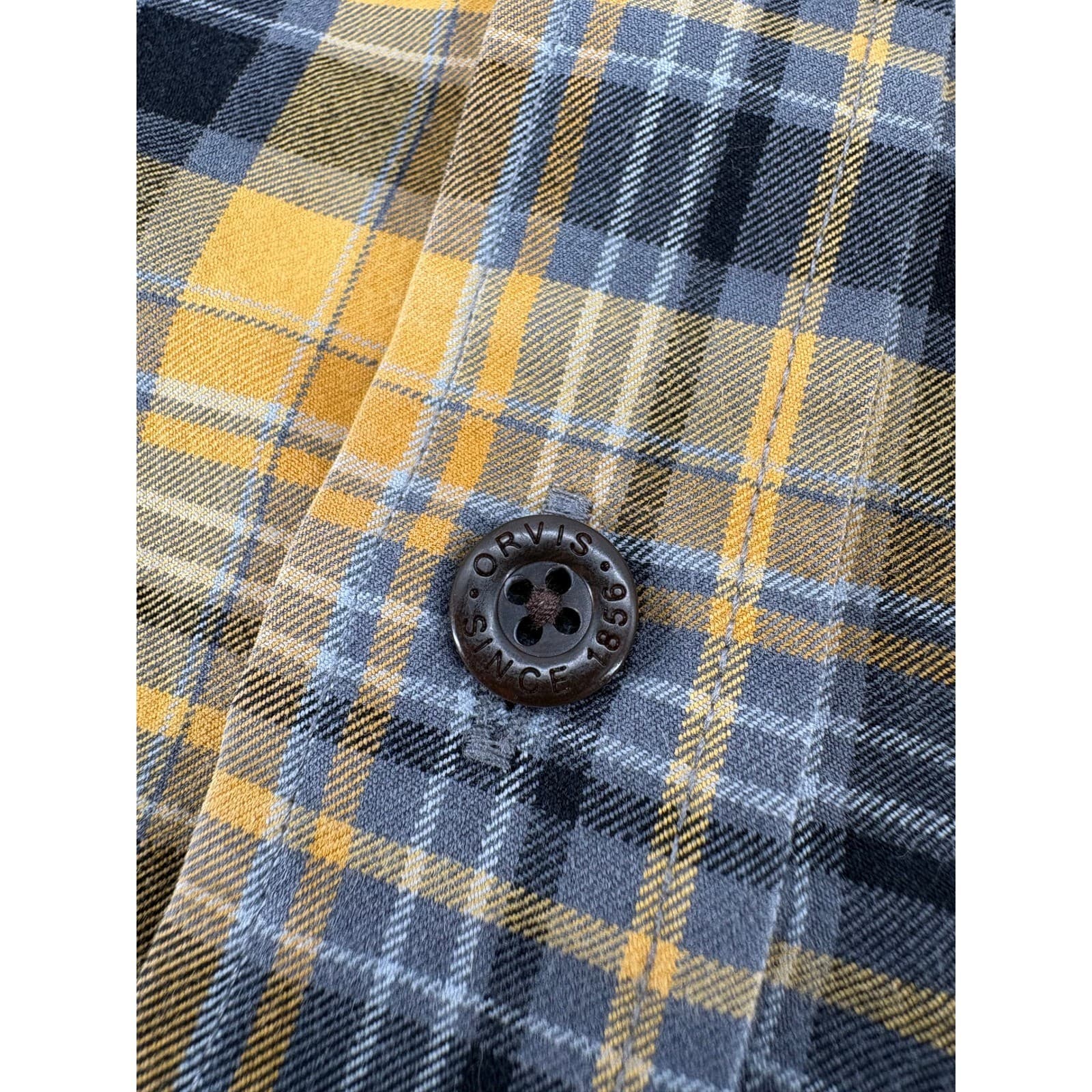 Orvis Signature Twill Mens Large Shirt Yellow Black Plaid Long Sleeve ButtonDown - Thumbnail 10