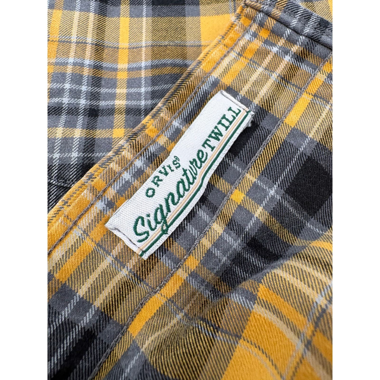 Orvis Signature Twill Mens Large Shirt Yellow Black Plaid Long Sleeve ButtonDown - Thumbnail 5