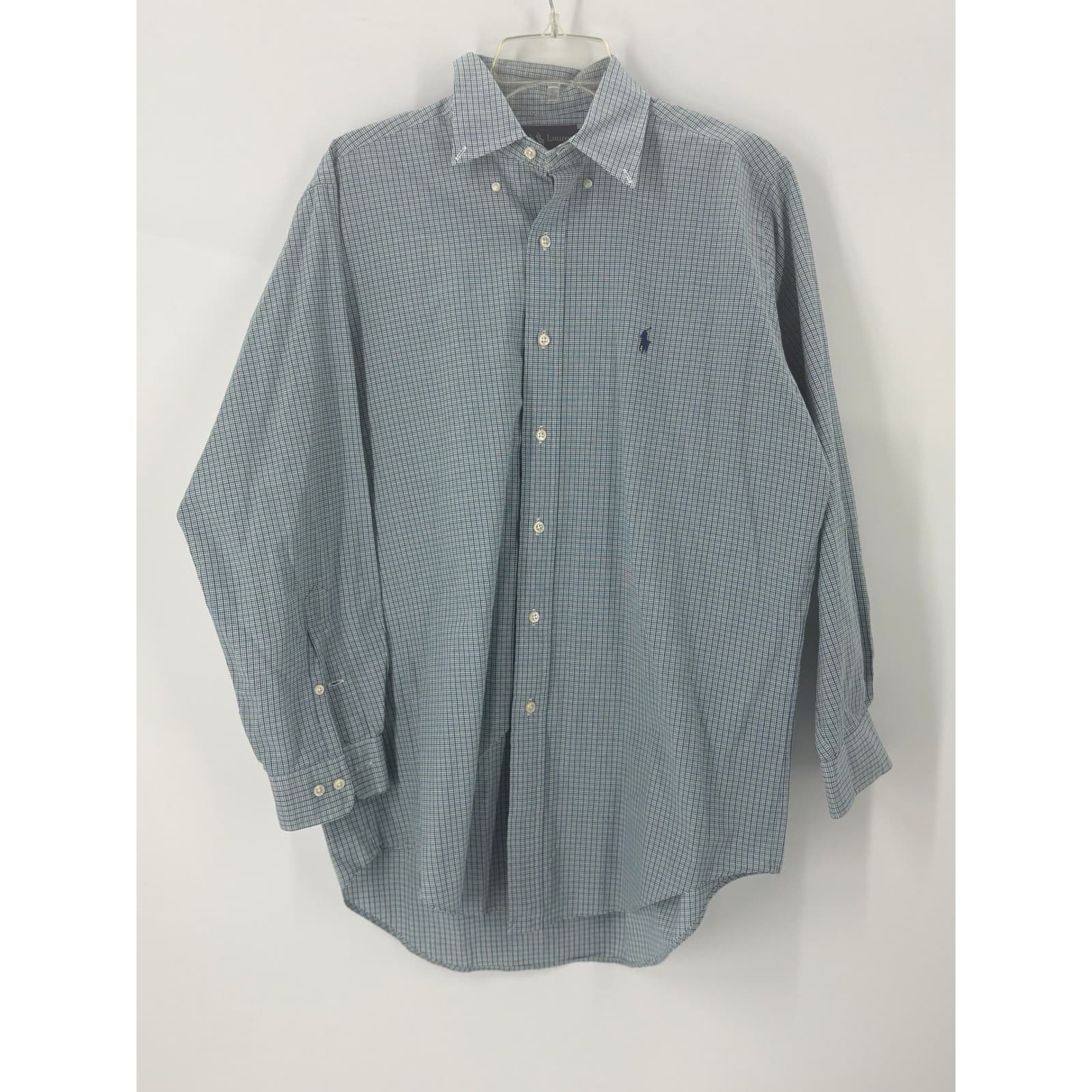 Ralph Lauren Yarmouth Button Down Shirt Check 15.5 32/33 Blue Green Mens - Thumbnail 2