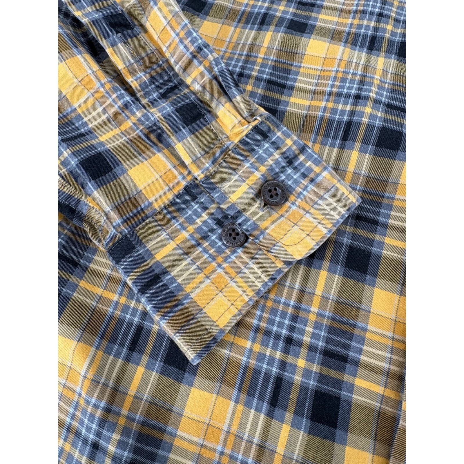 Orvis Signature Twill Mens Large Shirt Yellow Black Plaid Long Sleeve ButtonDown - Thumbnail 9
