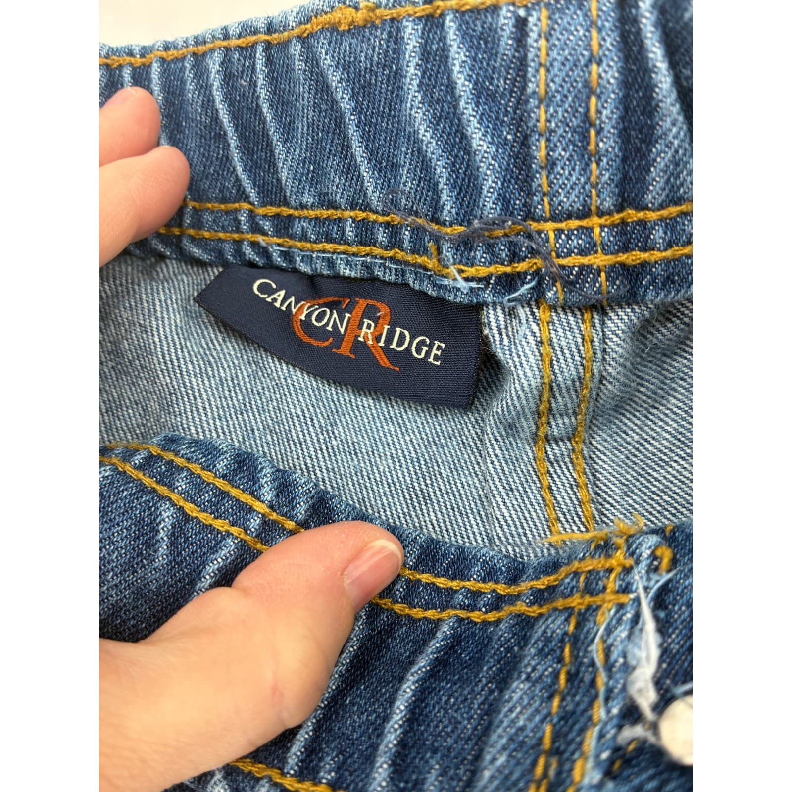 Canyon Ridge Capri Womens 3X Blue Denim Elastic Waist Cropped Pants Cotton - Thumbnail 2