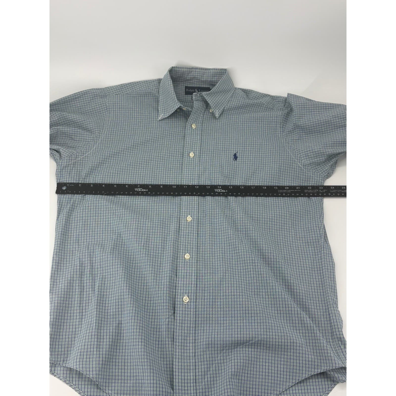 Ralph Lauren Yarmouth Button Down Shirt Check 15.5 32/33 Blue Green Mens - Thumbnail 8