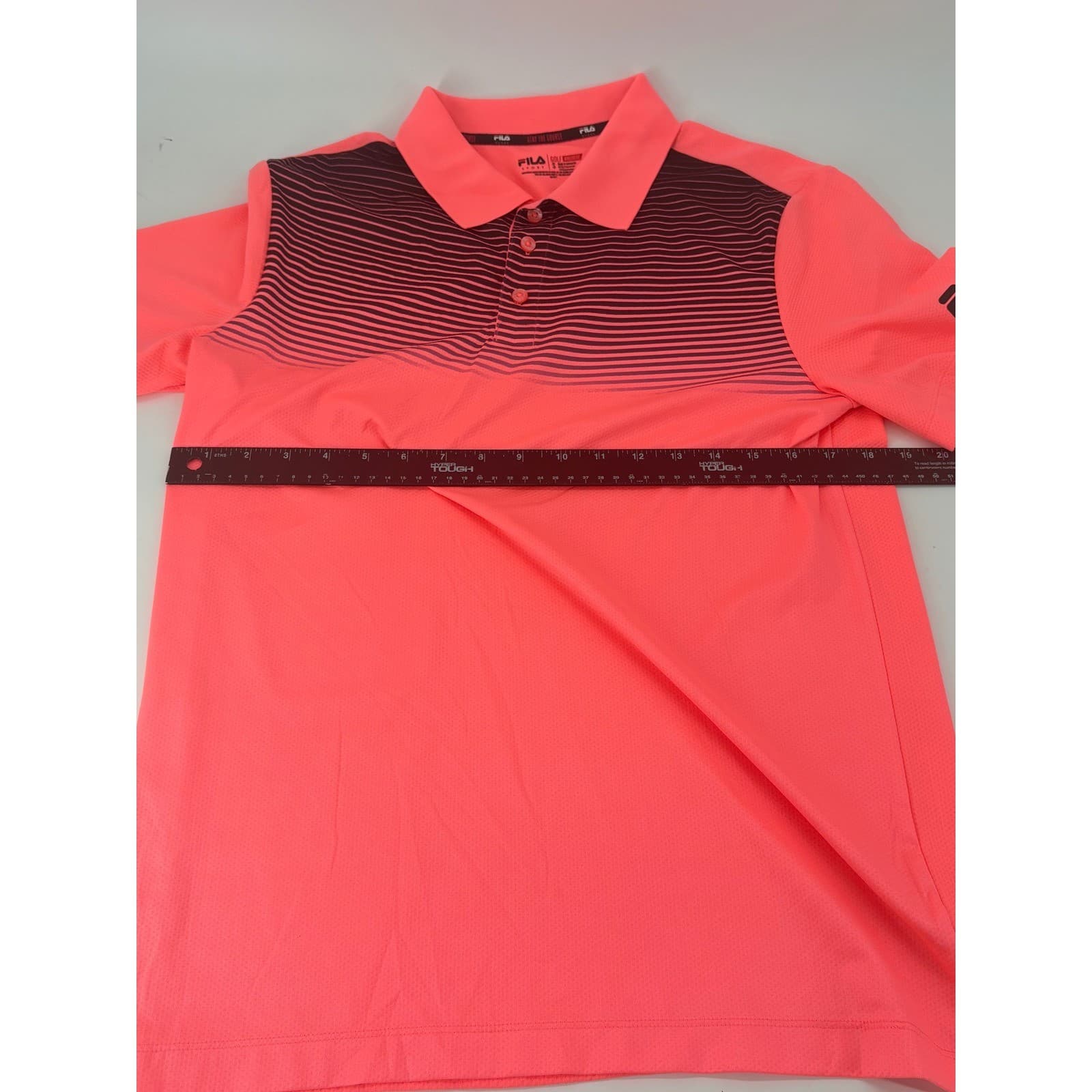 Fila Sport Golf Athletic Fit Polo Shirt Striped Neon Pink Small - Thumbnail 8