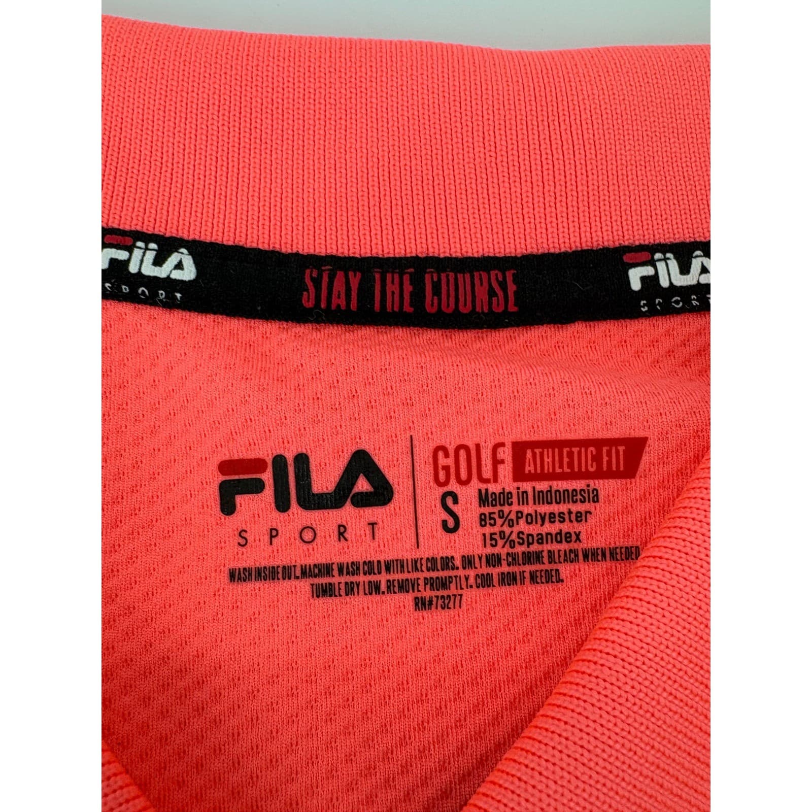 Fila Sport Golf Athletic Fit Polo Shirt Striped Neon Pink Small - Thumbnail 7