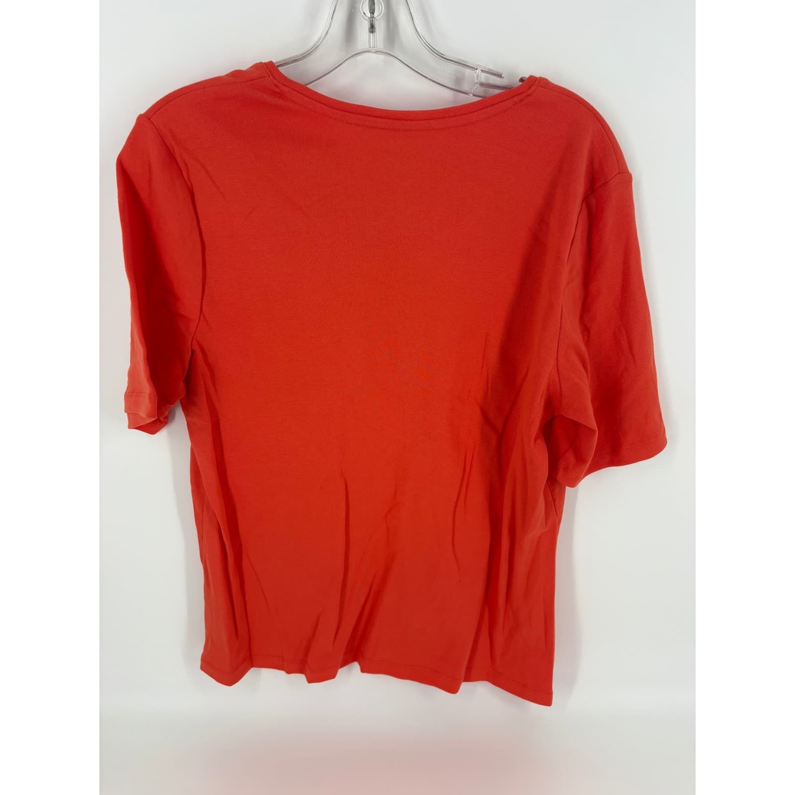 Chico's True Color Tees Red Cotton Blend V Neck Short Sleeve Top - Thumbnail 2