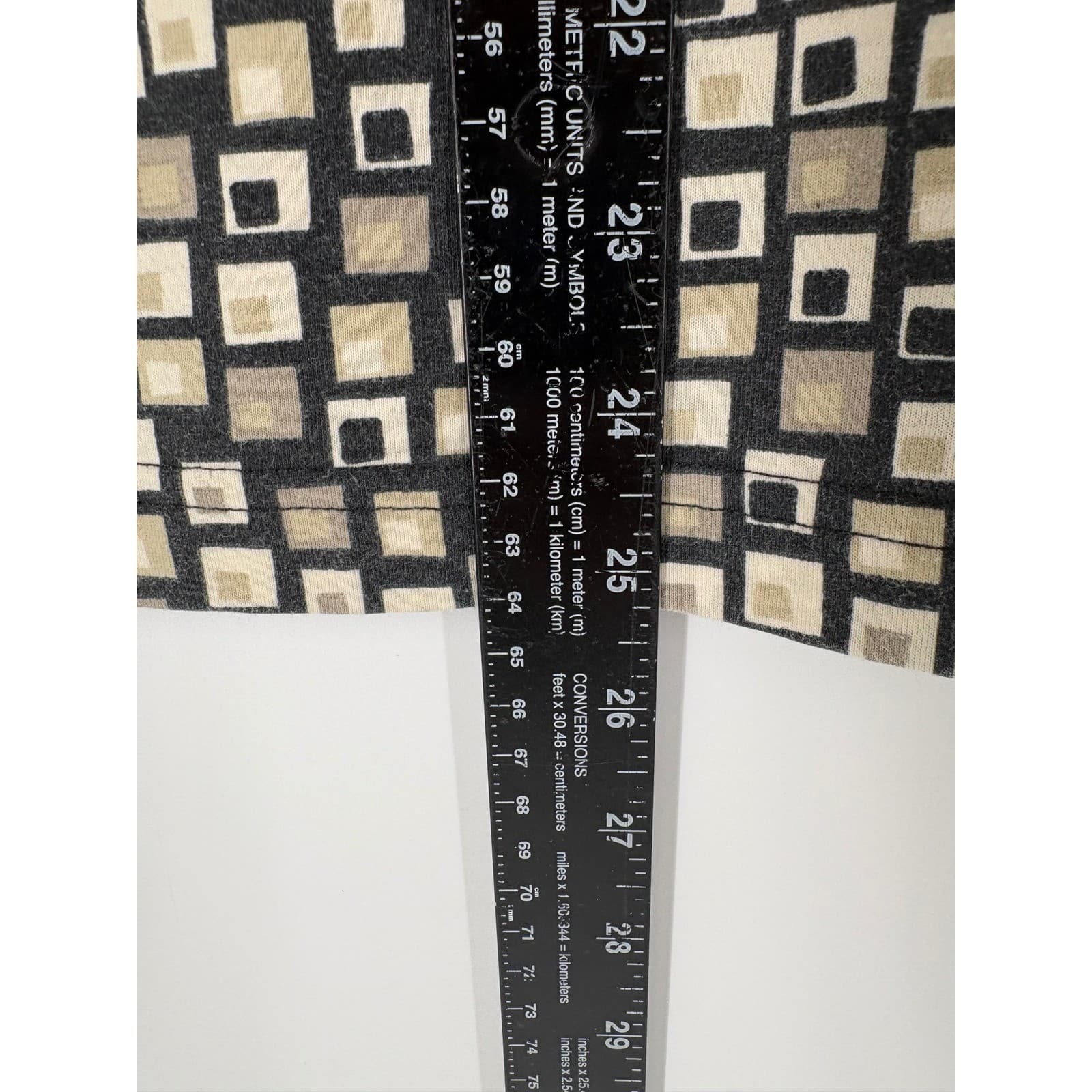 Lily's of Beverly Hills Geometric Square Print Polo Shirt S Black Tan - Thumbnail 3