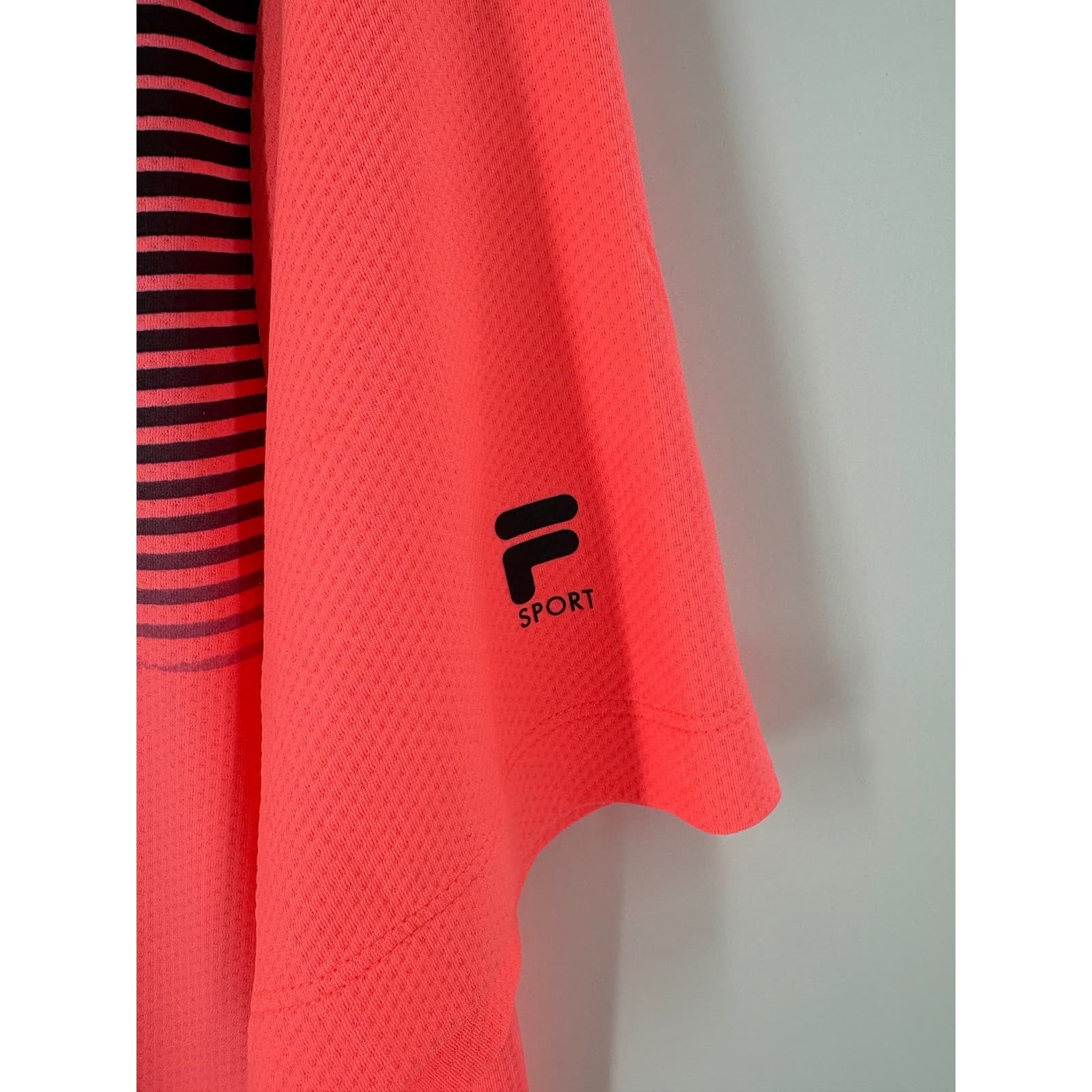 Fila Sport Golf Athletic Fit Polo Shirt Striped Neon Pink Small - Thumbnail 3