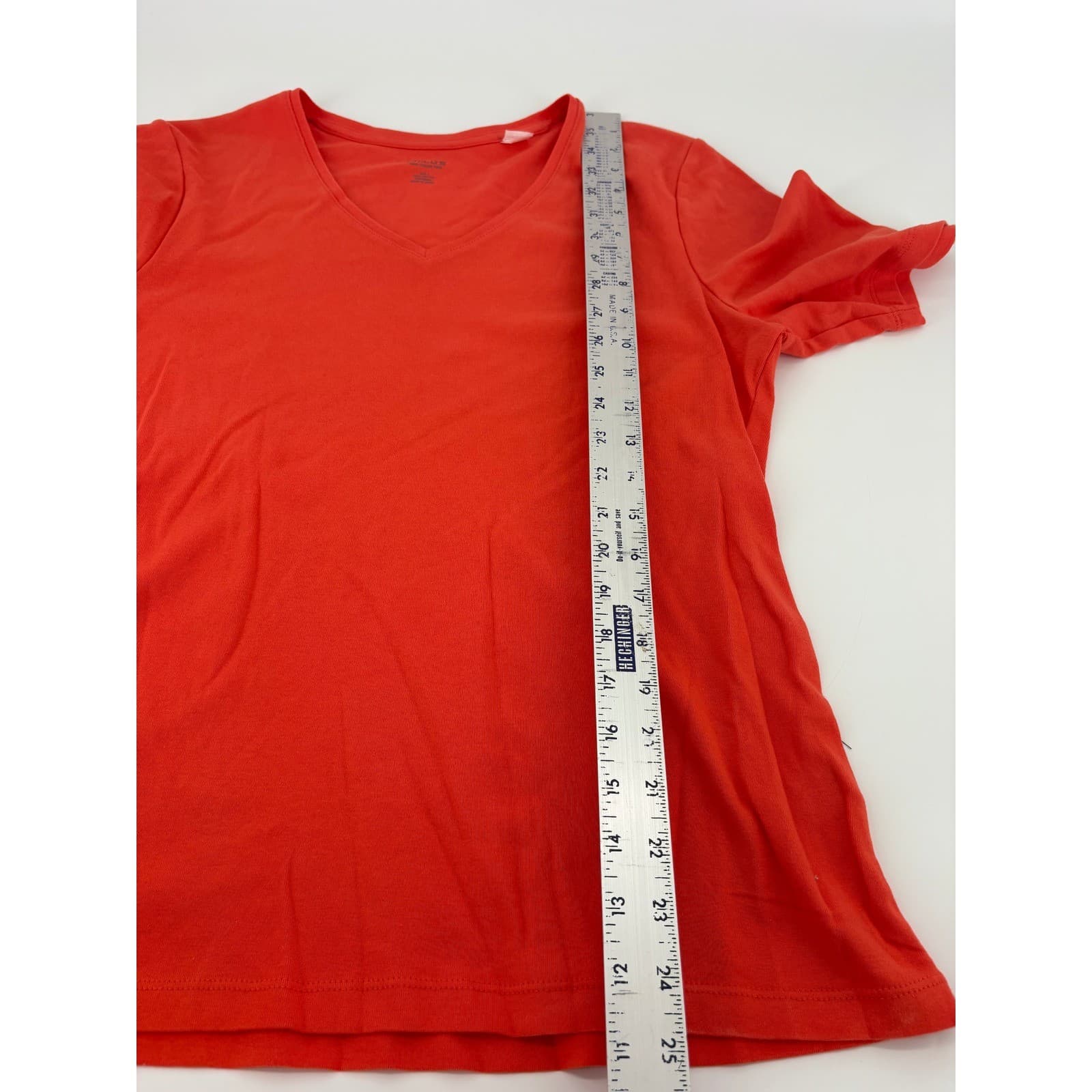 Chico's True Color Tees Red Cotton Blend V Neck Short Sleeve Top - Thumbnail 6
