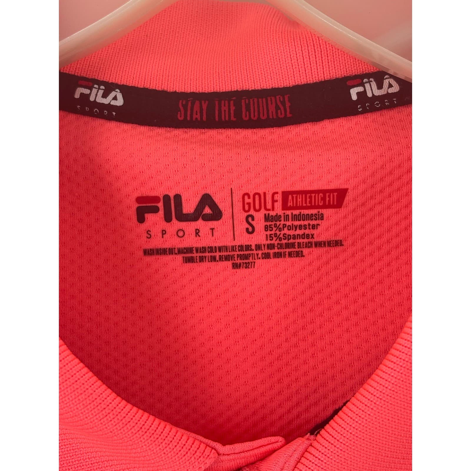 Fila Sport Golf Athletic Fit Polo Shirt Striped Neon Pink Small - Thumbnail 4