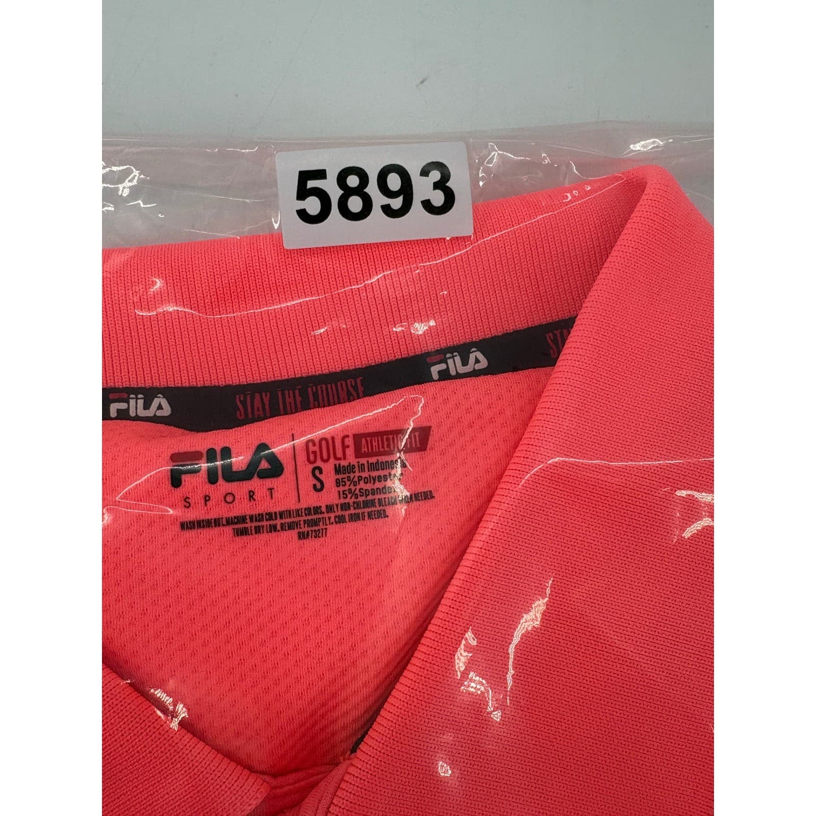 Fila Sport Golf Athletic Fit Polo Shirt Striped Neon Pink Small - Thumbnail 9