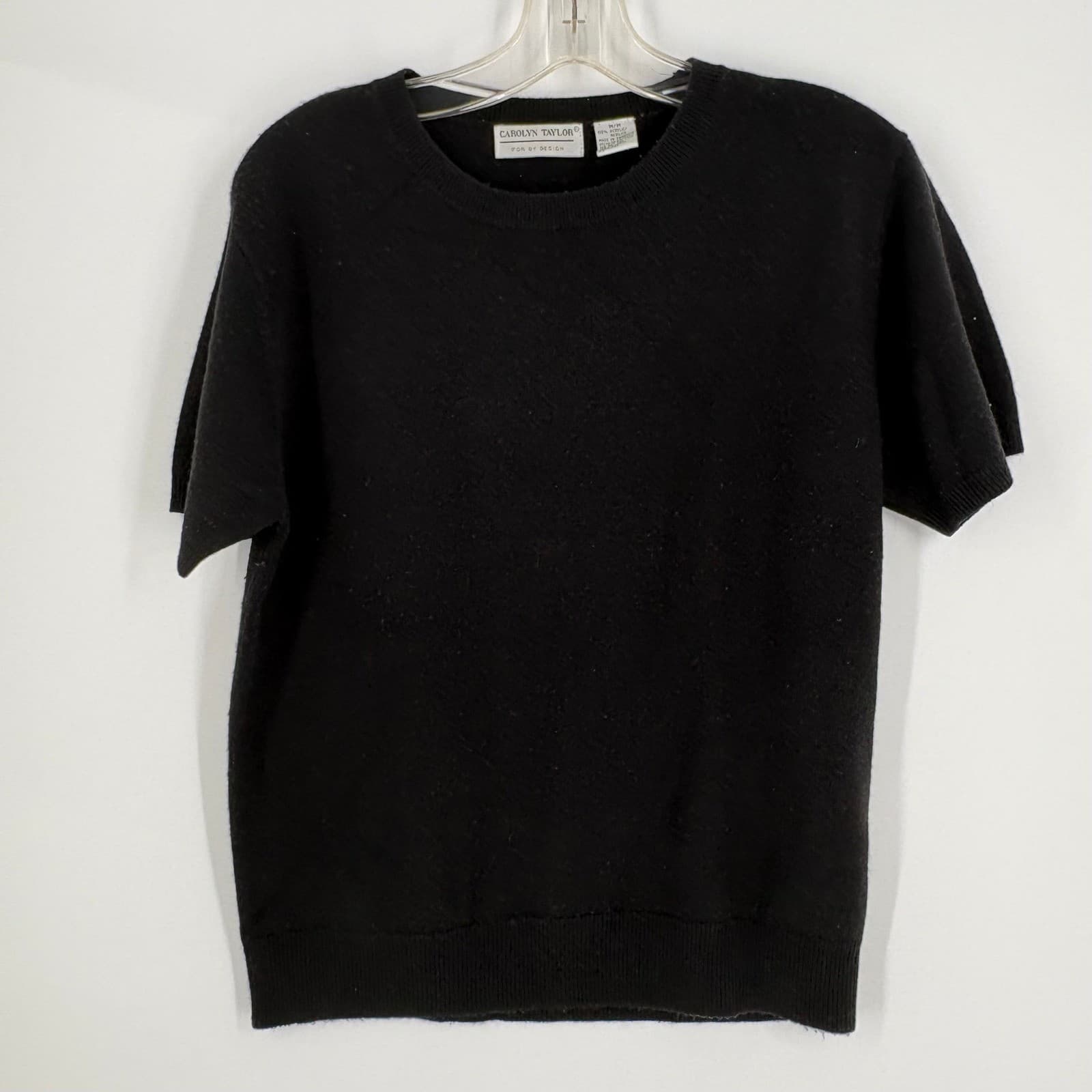 Carolyn Taylor Black Short Sleeve Crew Neck Sweater M/M Acrylic - Thumbnail 4