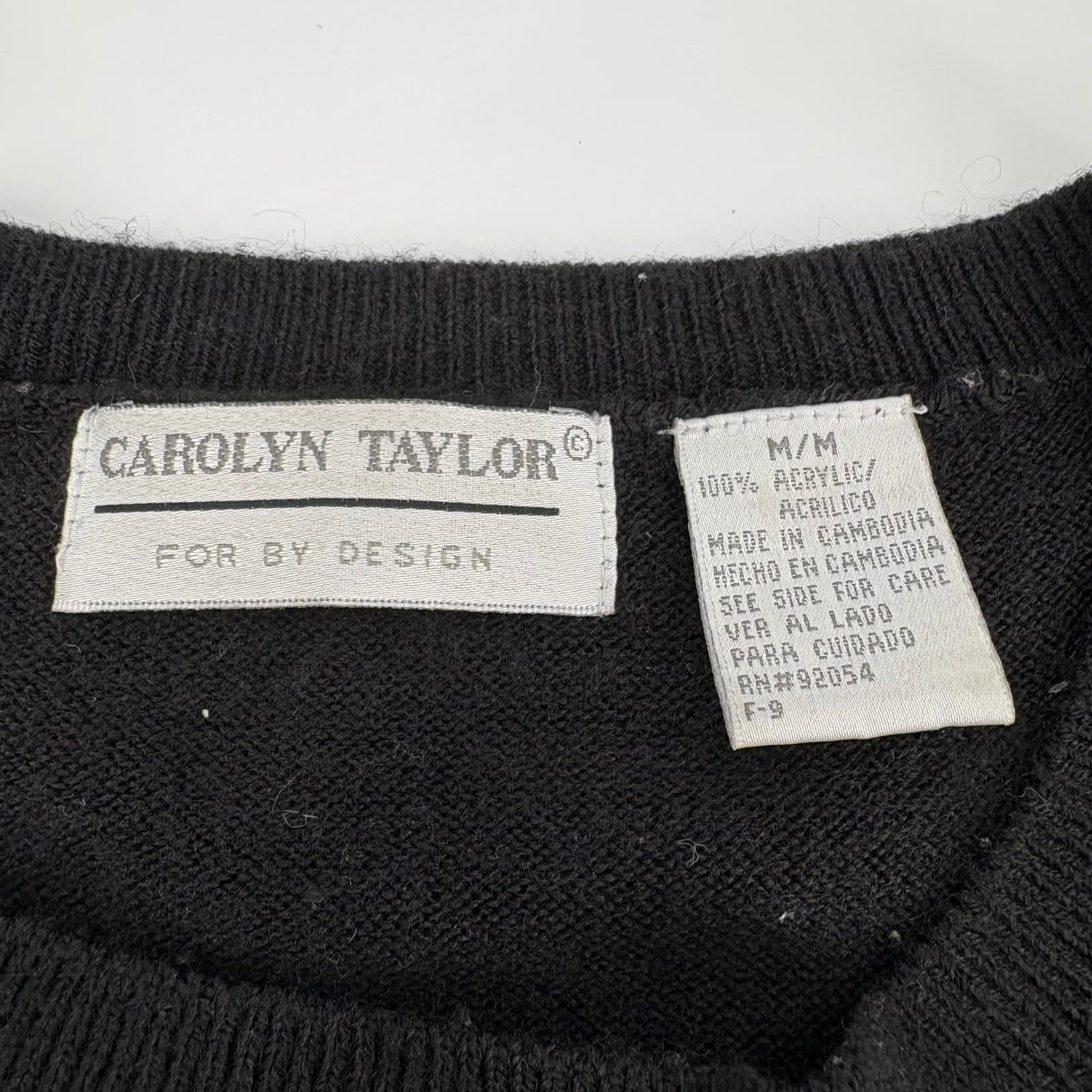 Carolyn Taylor Black Short Sleeve Crew Neck Sweater M/M Acrylic - Thumbnail 2