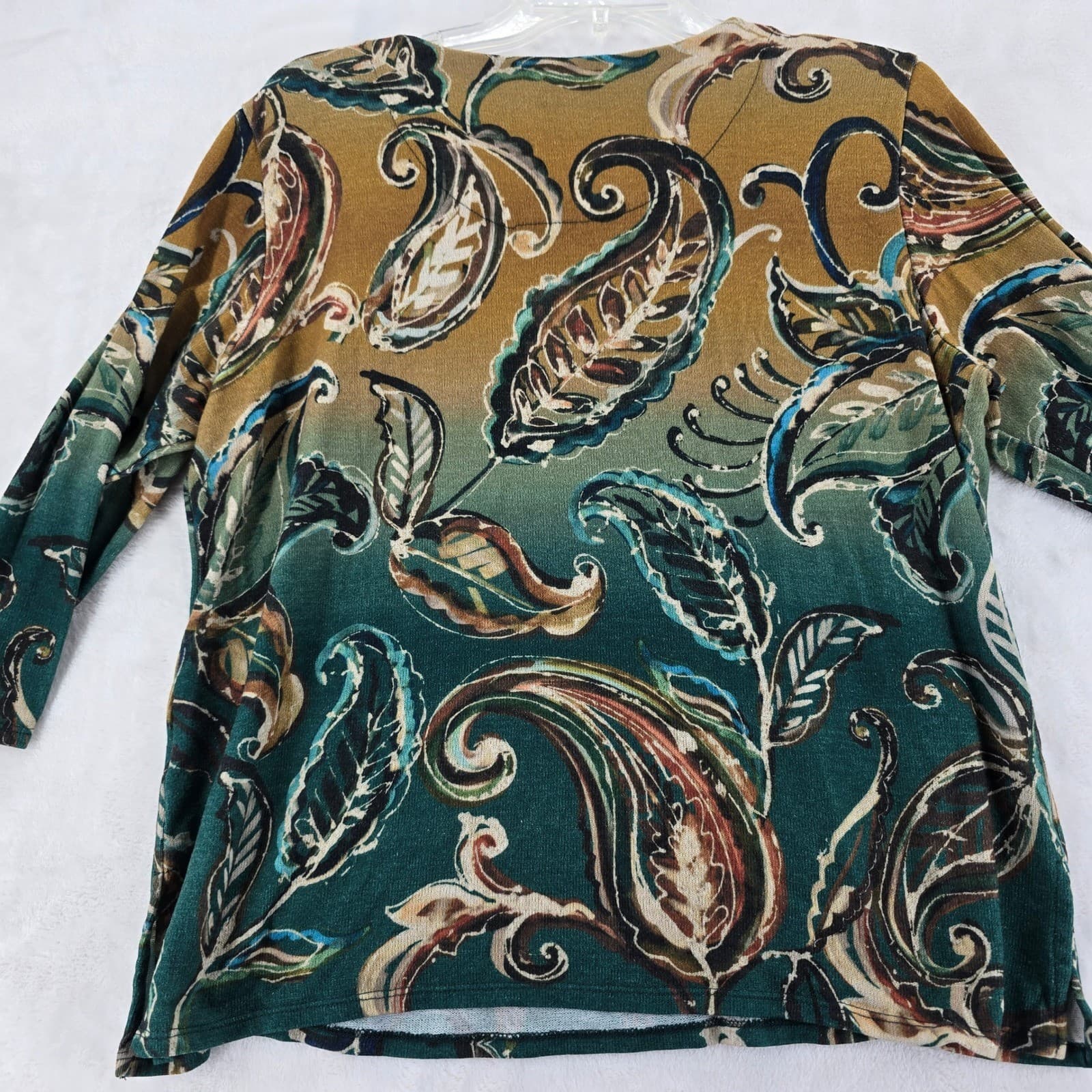 Alfred Dunner Top Womens Size M Shirt Green Paisley Embellished 3/4 Sleeve - Thumbnail 6