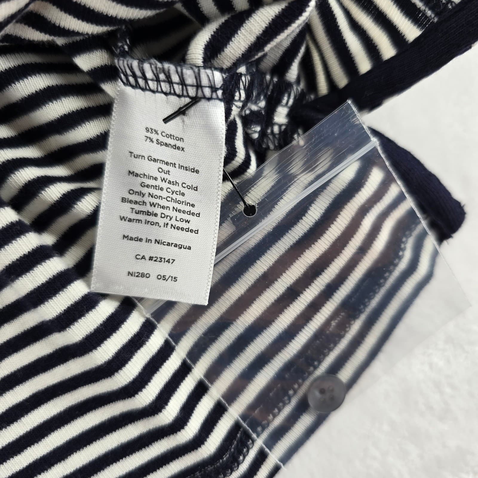 Talbots Tee Womens M Stretch Weekend Tee Navy Blue White Striped Long Sleeve - Thumbnail 4