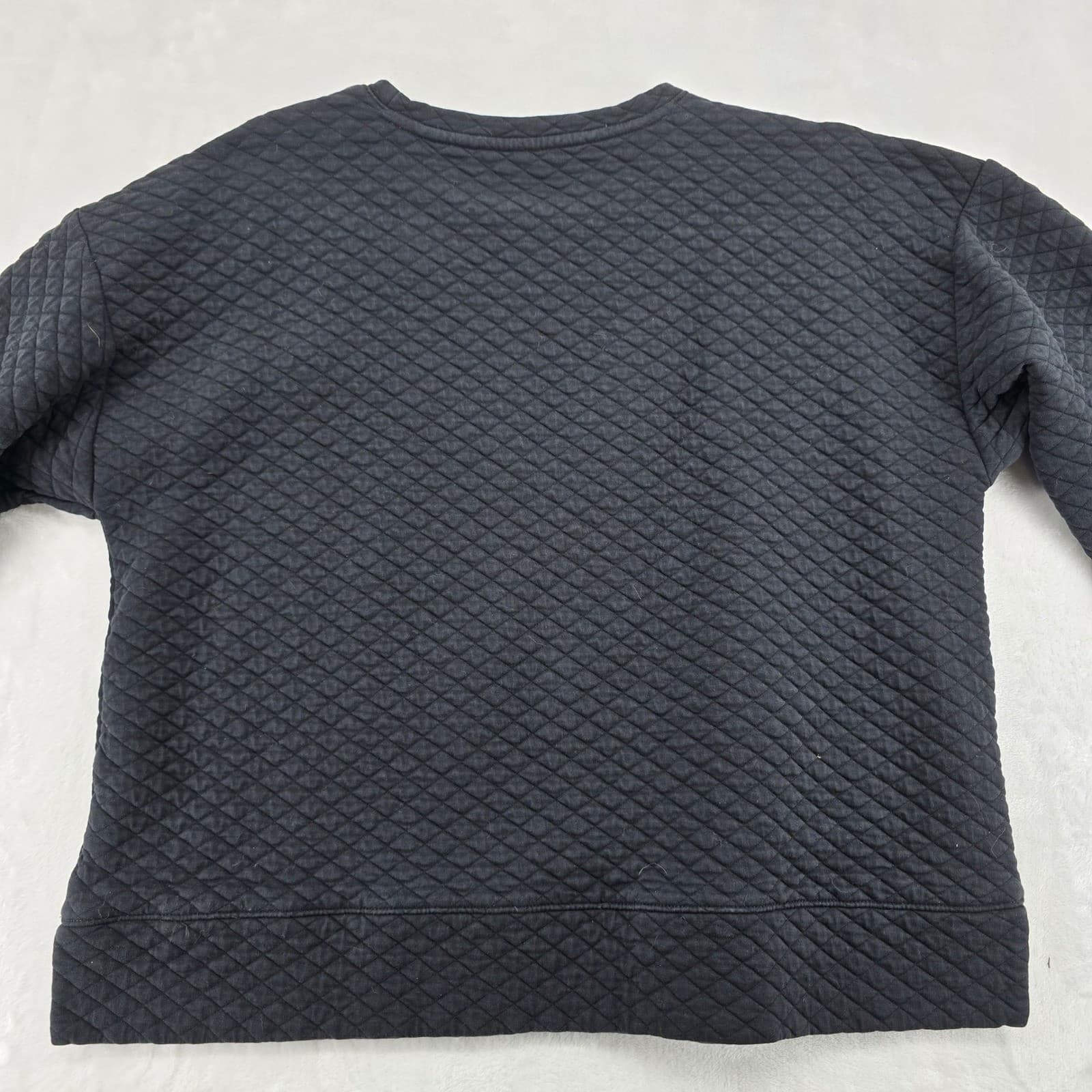 Lands' End Quilted Sweatshirt Womens XL/P 18 Pullover Black Diamond Pattern - Thumbnail 7