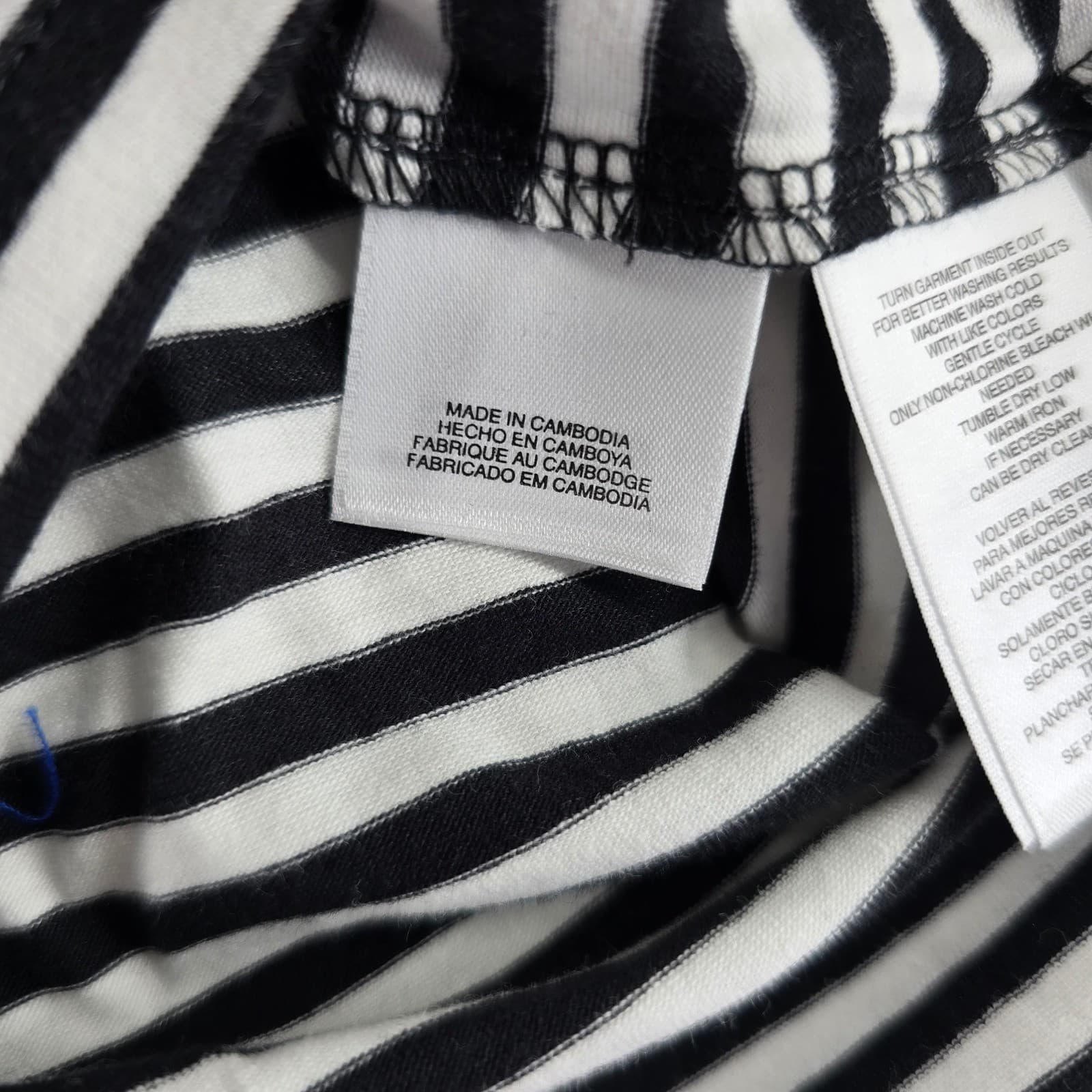 Jones New York Shirt Womens M Top Black White Striped Boat Neck 3/4 Sleeve NWT - Thumbnail 6