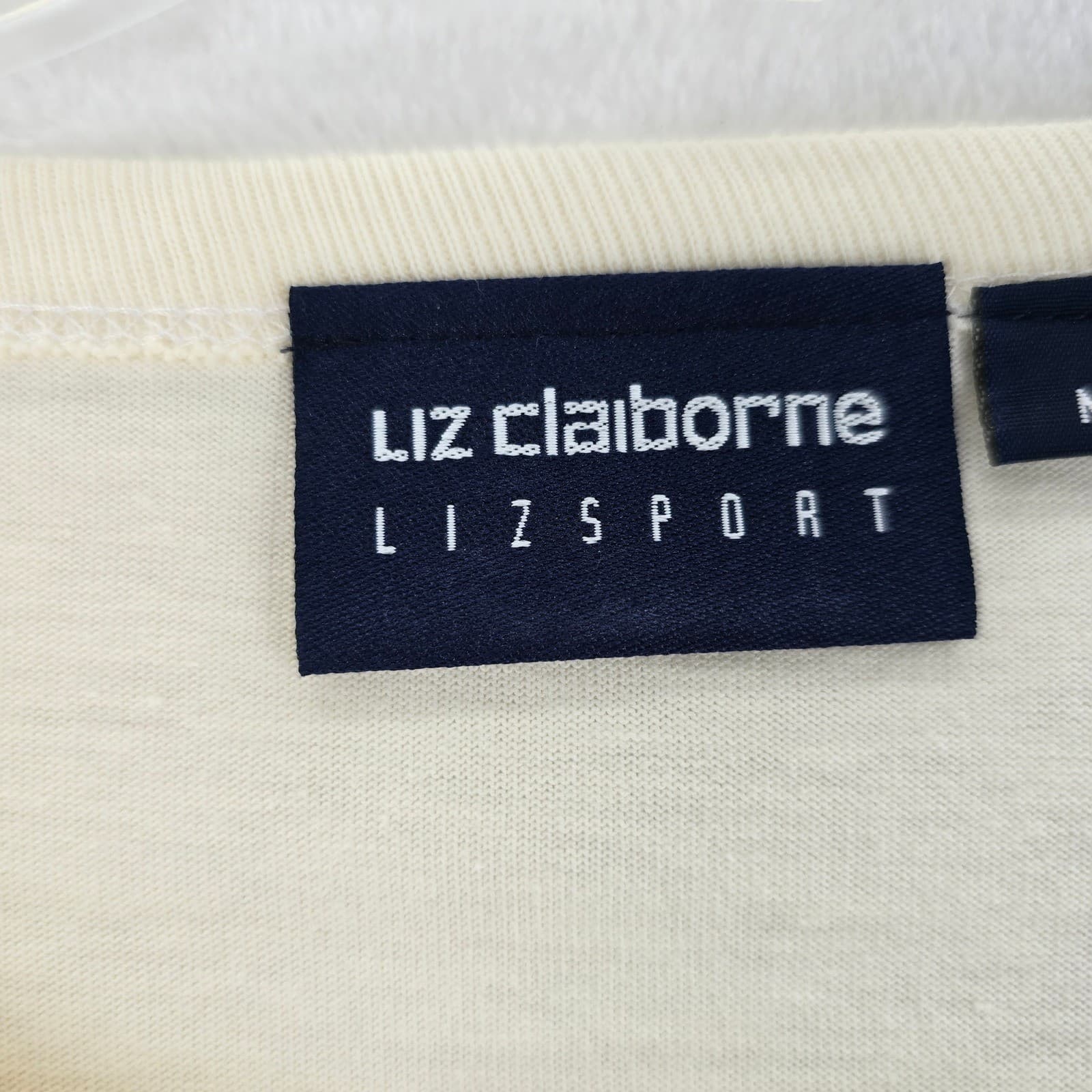 Liz Claiborne Lizsport Shirt Womens Medium Shirt Tan White ONE NWT ONE PRE-OWNED - Thumbnail 9