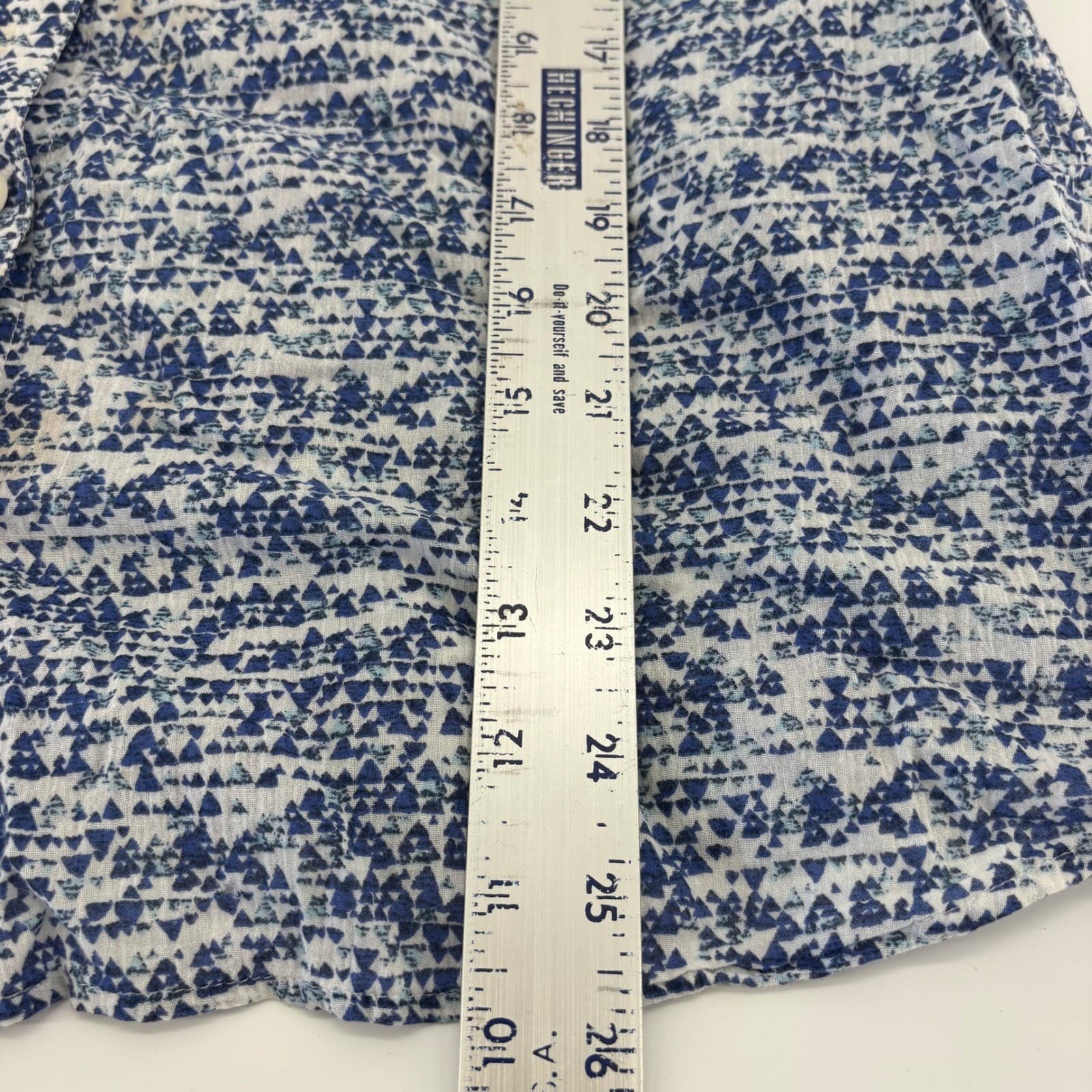 Eddie Bauer Womens Blue White Print Cotton Long Sleeve Classic Fit Shirt L - Thumbnail 7