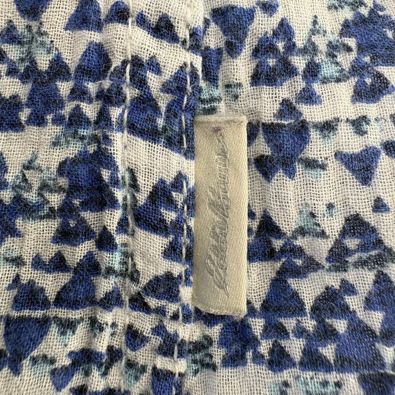 Eddie Bauer Womens Blue White Print Cotton Long Sleeve Classic Fit Shirt L - Thumbnail 5