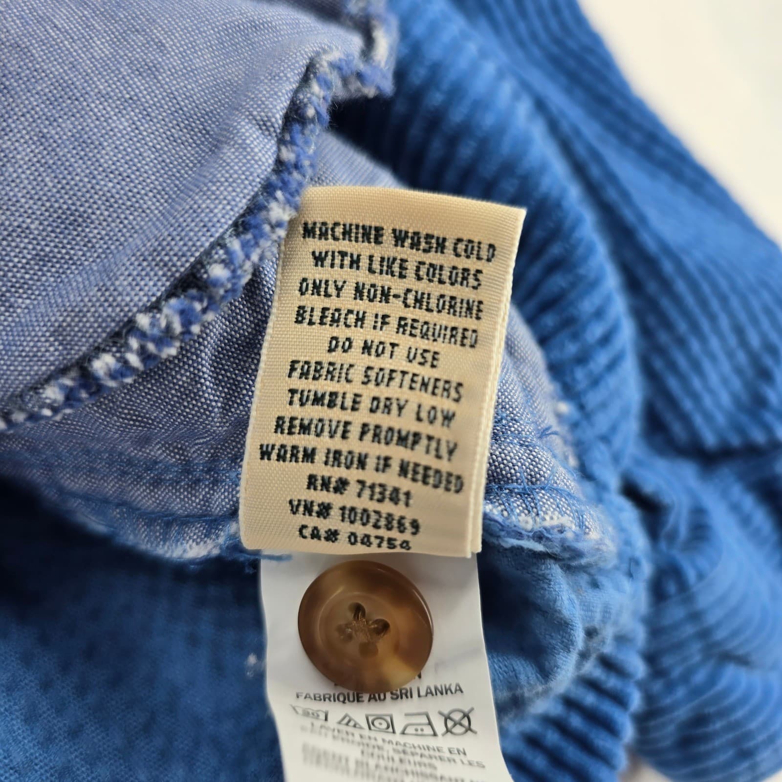 L.L.Bean Shirt Womens XL PET Button Down Blue Corduroy Long Sleeve Pocket - Thumbnail 3