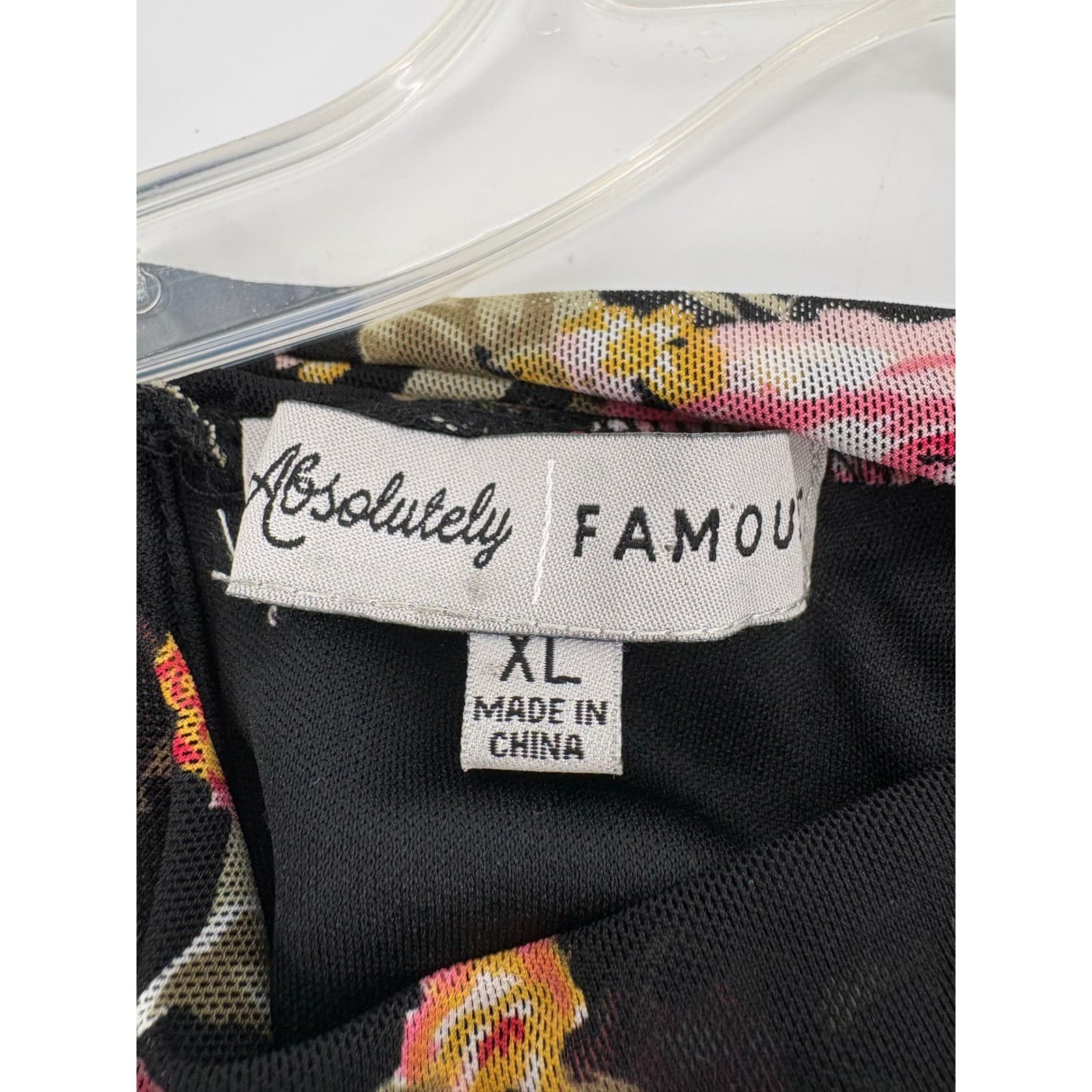 Absolutely Famous XL Floral Sleeveless Dress Black Pink Rose Print - Thumbnail 3