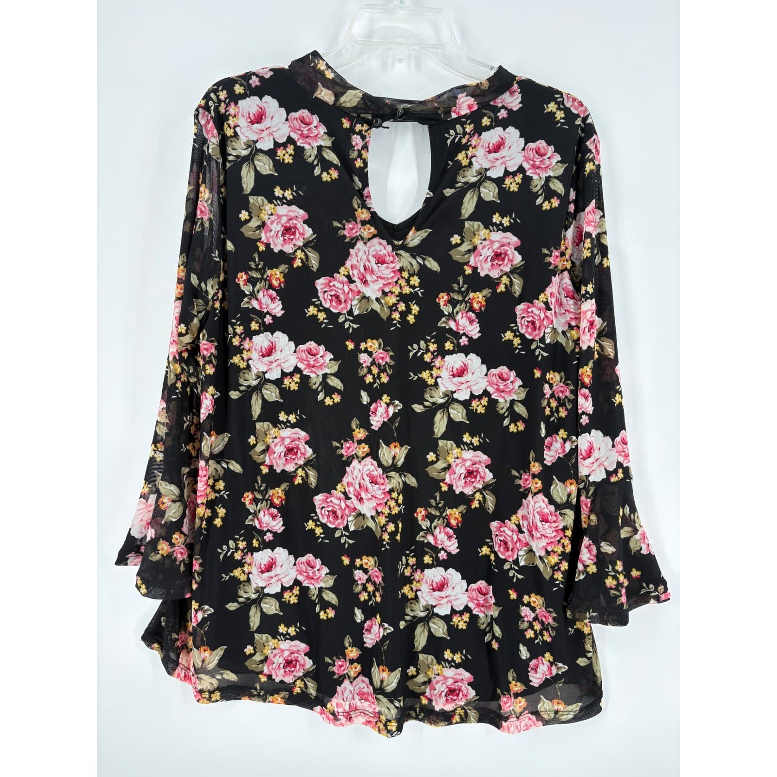 Absolutely Famous XL Floral Sleeveless Dress Black Pink Rose Print - Thumbnail 5