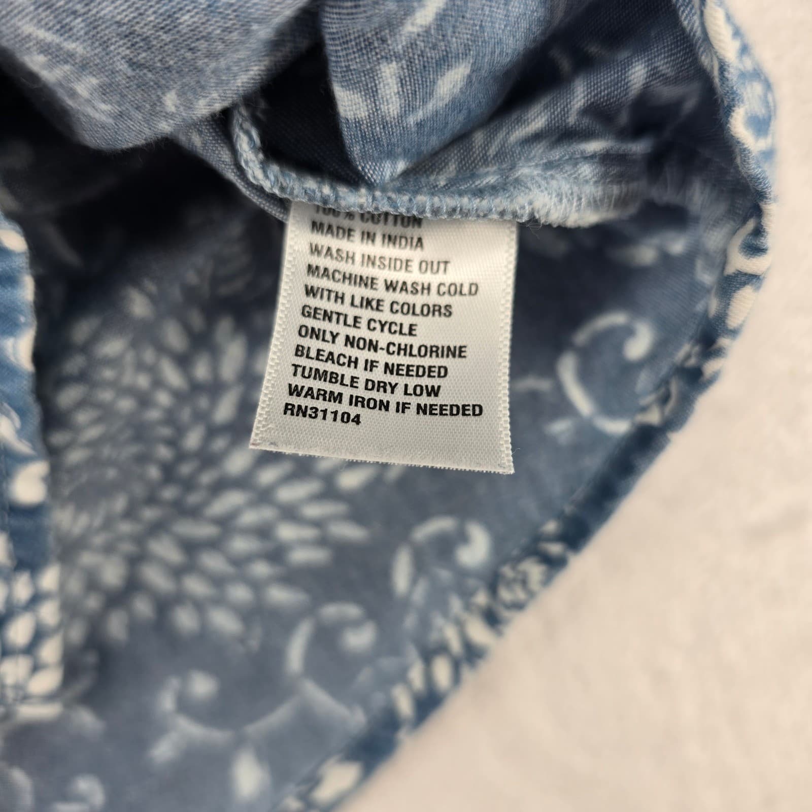 Kim Rogers Shirt Womens PXL Button Up Blue White Floral Cotton Long Slv Petite - Thumbnail 3